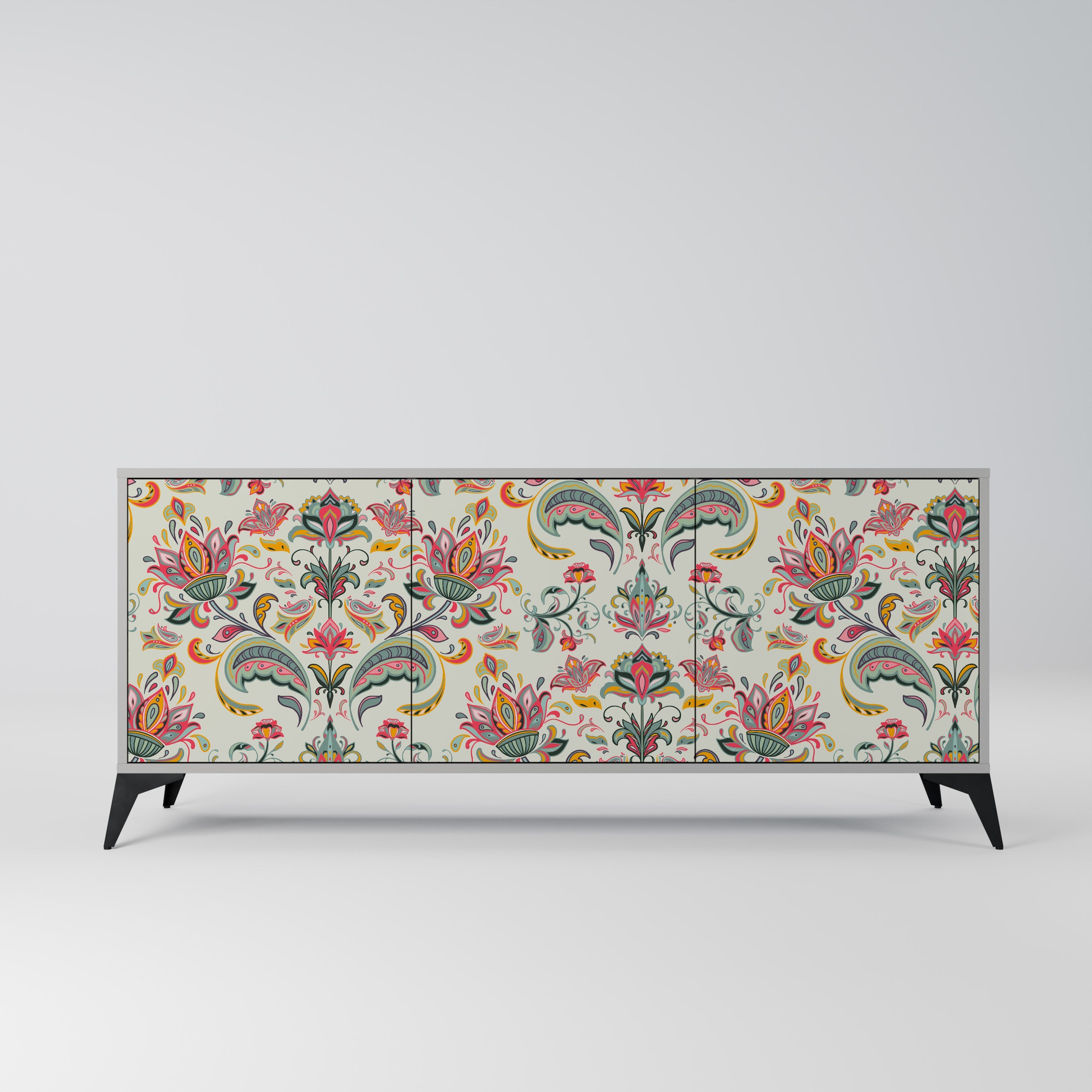 Buffet 3 portes ORGANIC FOLKLORE finition grise