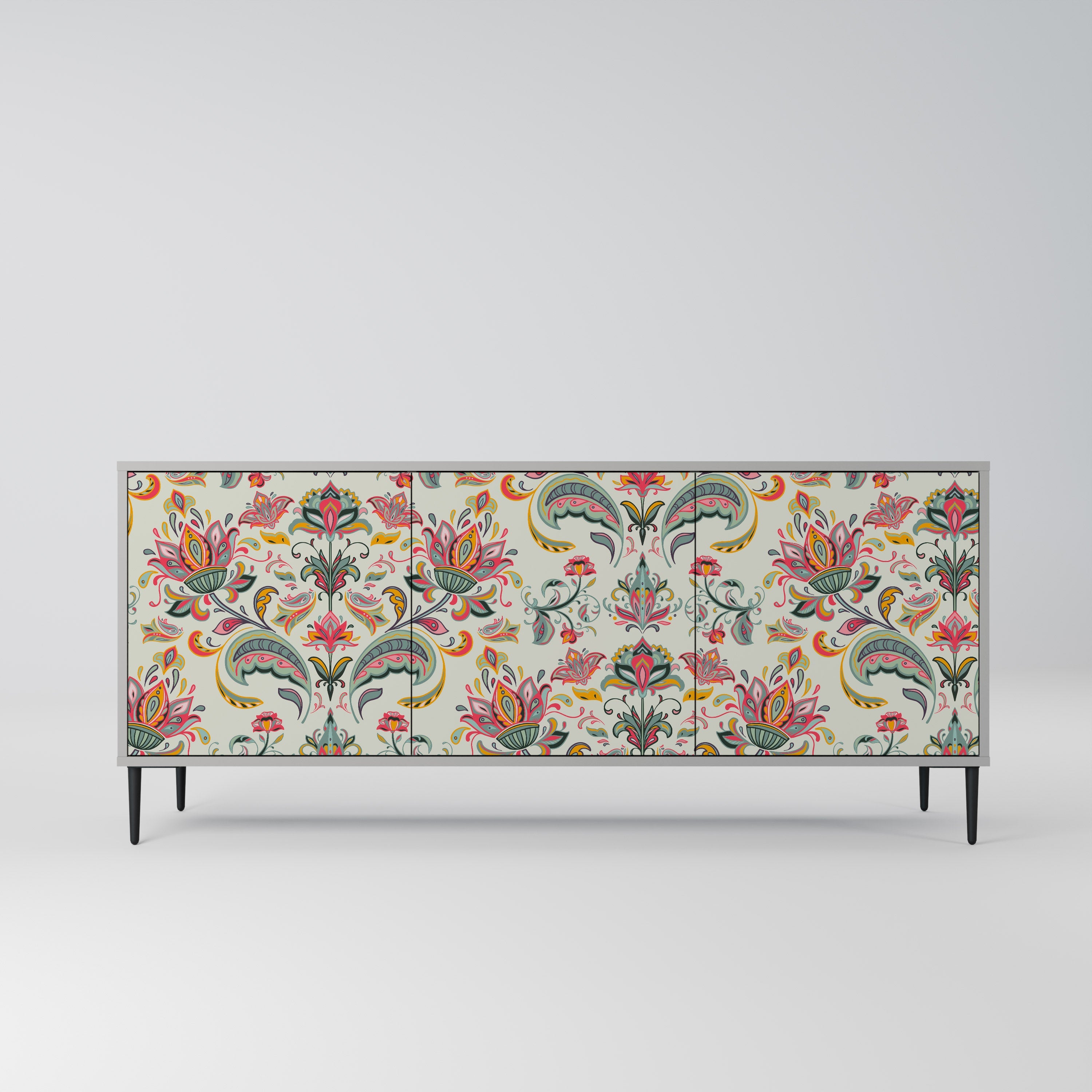 Buffet 3 portes ORGANIC FOLKLORE finition grise