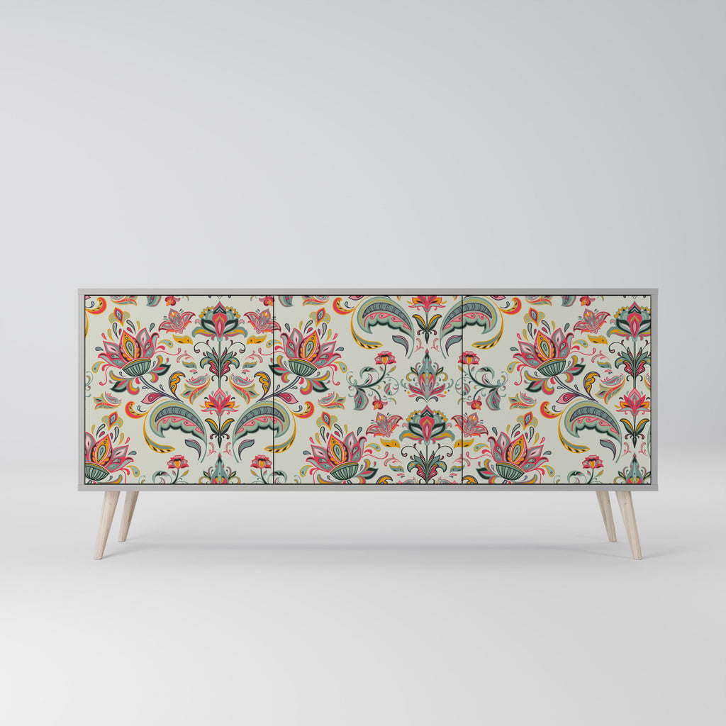 ORGANIC FOLKLORE 3-Door Sideboard in Grey Finish