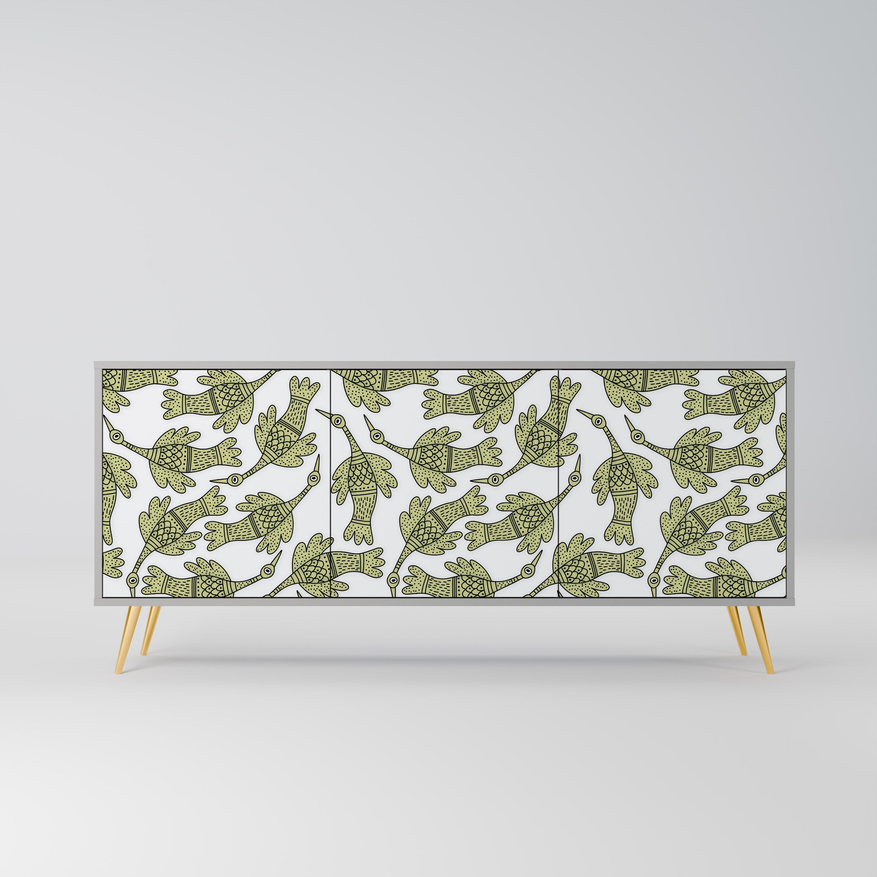 Buffet 3 portes SEEDLING SONGBIRD, finition grise