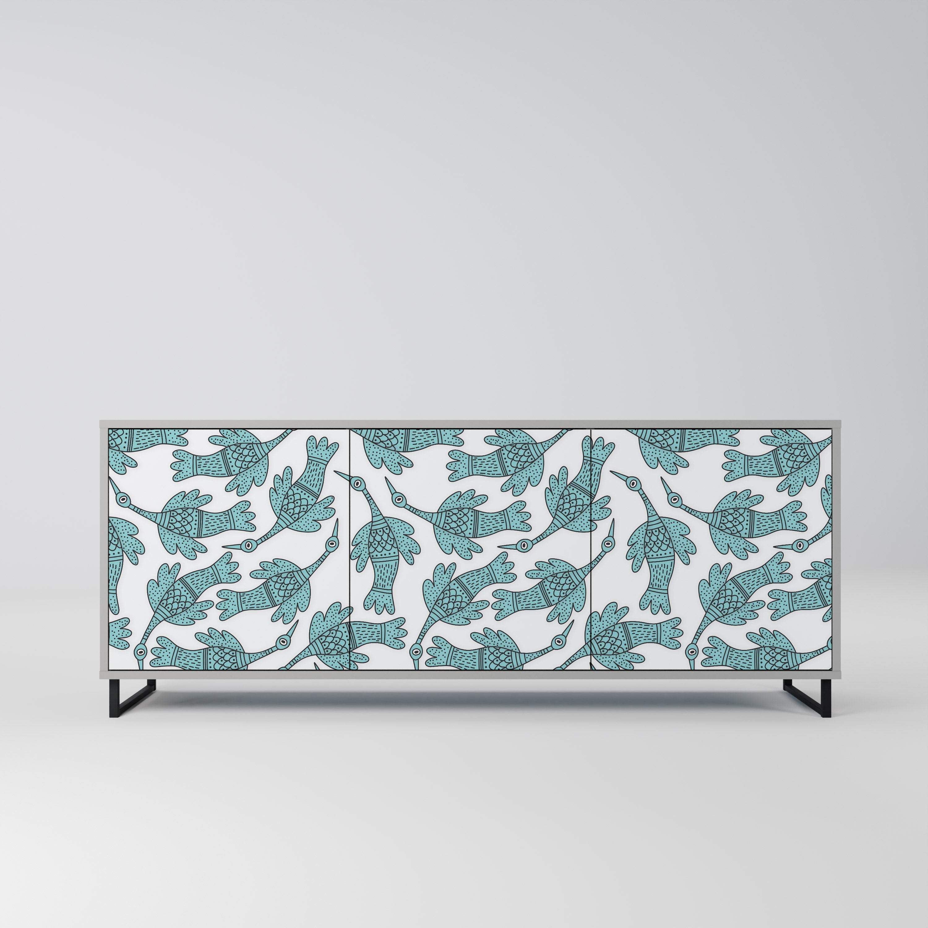 Buffet 3 portes WATERSPOUT SONGIBIRD en finition grise