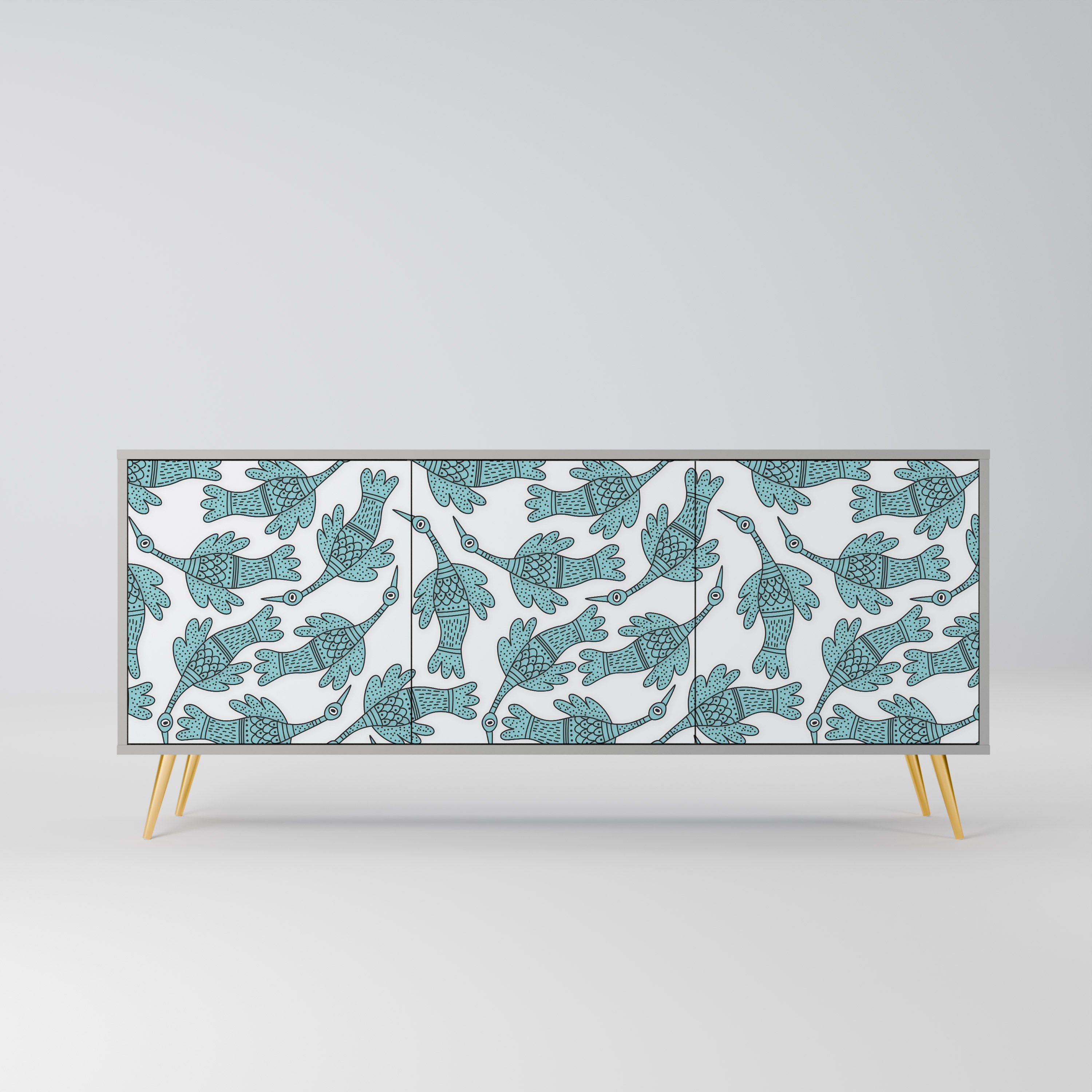 Buffet 3 portes WATERSPOUT SONGIBIRD en finition grise