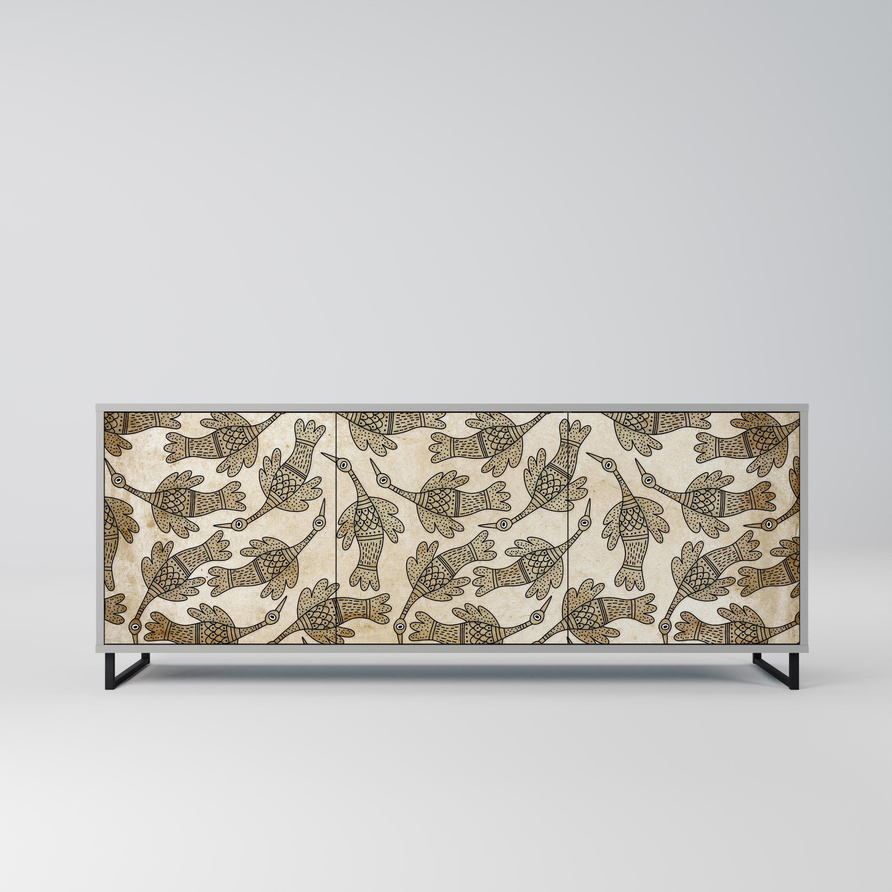 Buffet 3 portes ALMONDINE SONGBIRD, finition grise