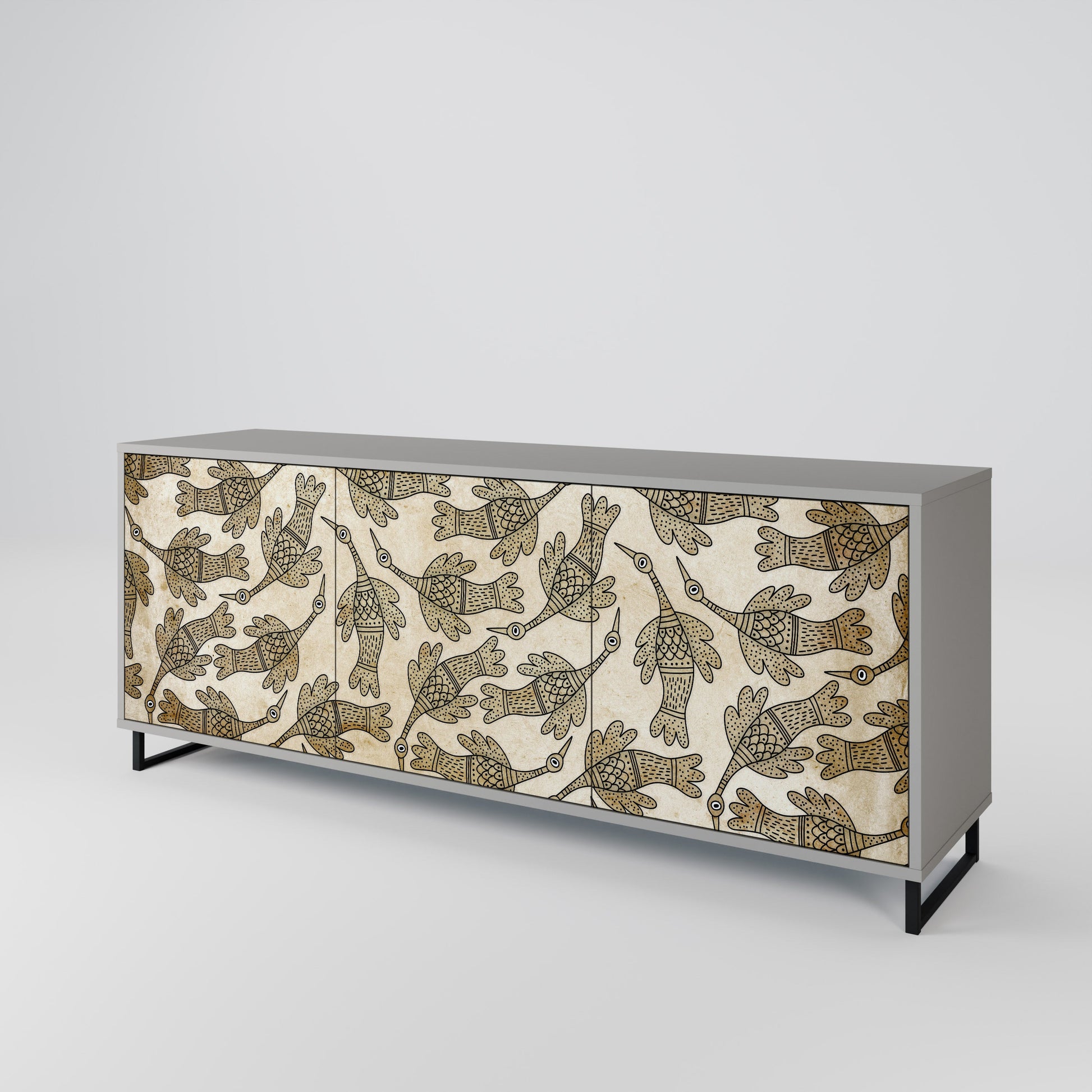 ALMONDINE SONGBIRD 3-Door Sideboard in Grey Finish