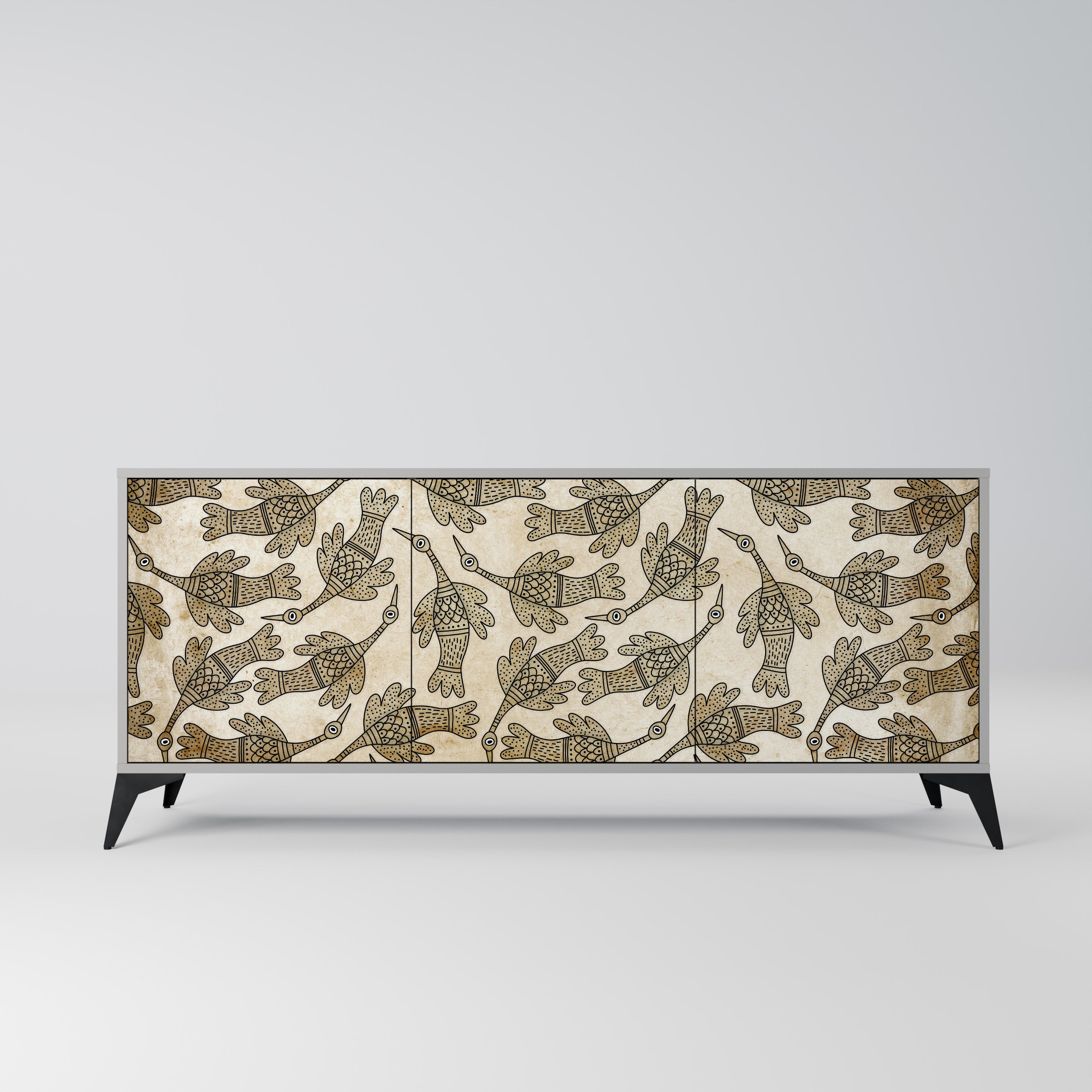 Buffet 3 portes ALMONDINE SONGBIRD, finition grise