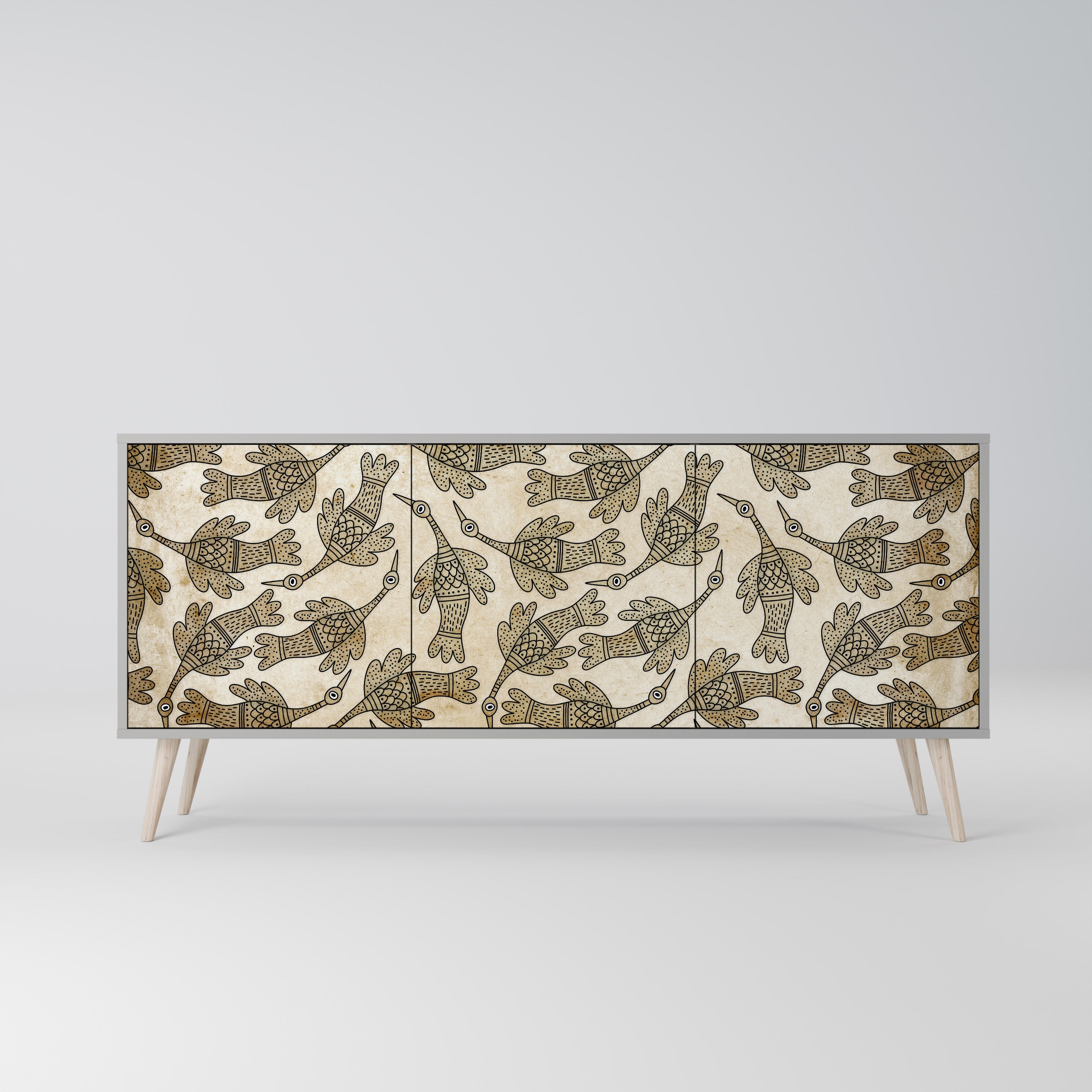 Buffet 3 portes ALMONDINE SONGBIRD, finition grise