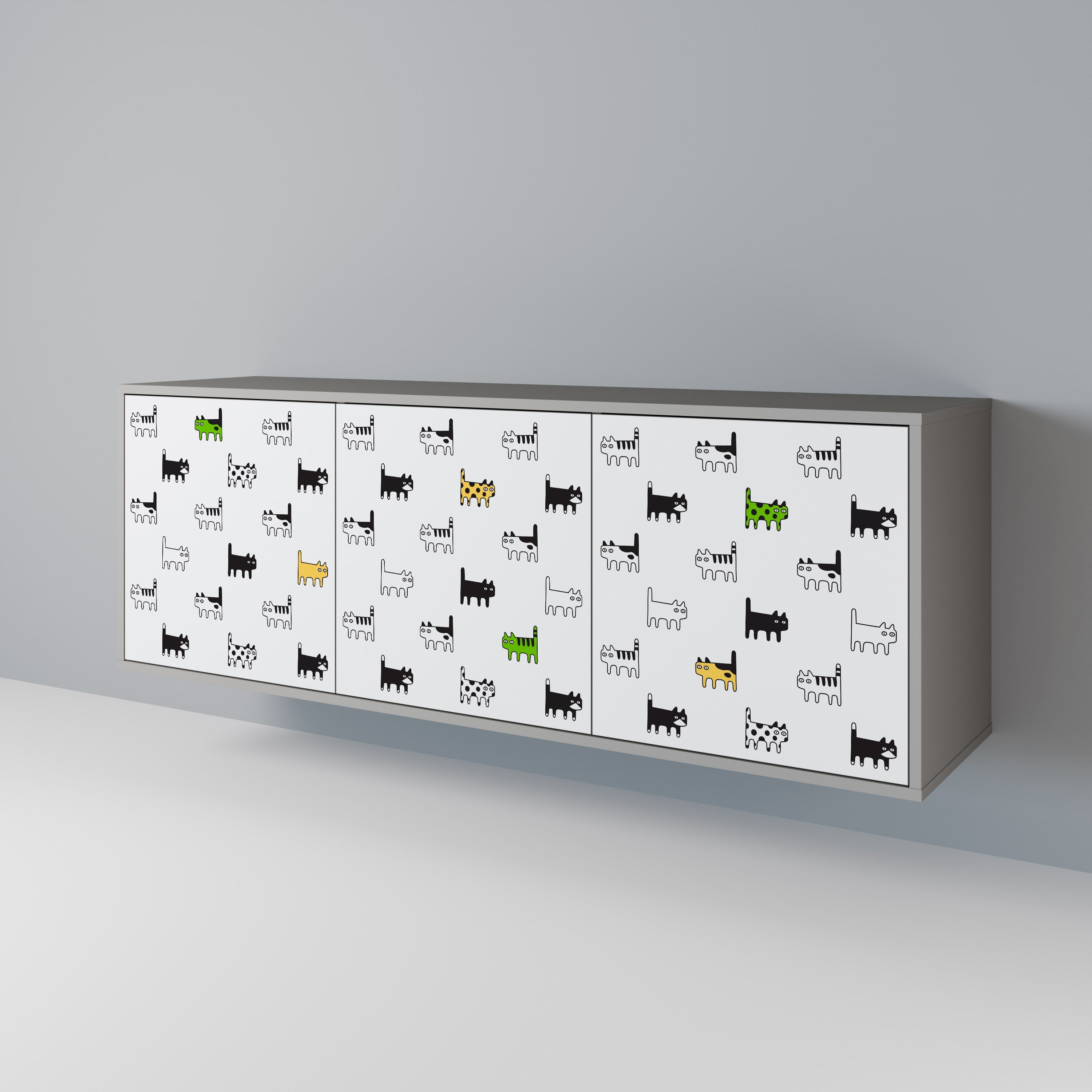 Buffet 3 portes CATS COMPILATION en finition grise