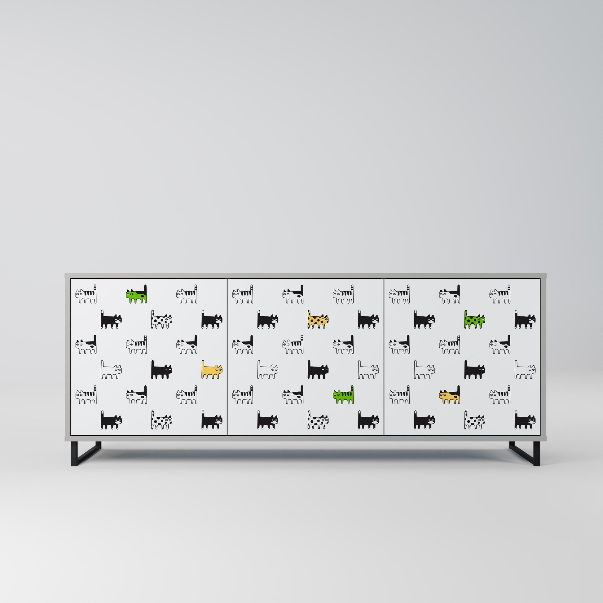 CATS COMPILATION 3-Door Sideboard in Grey Finish