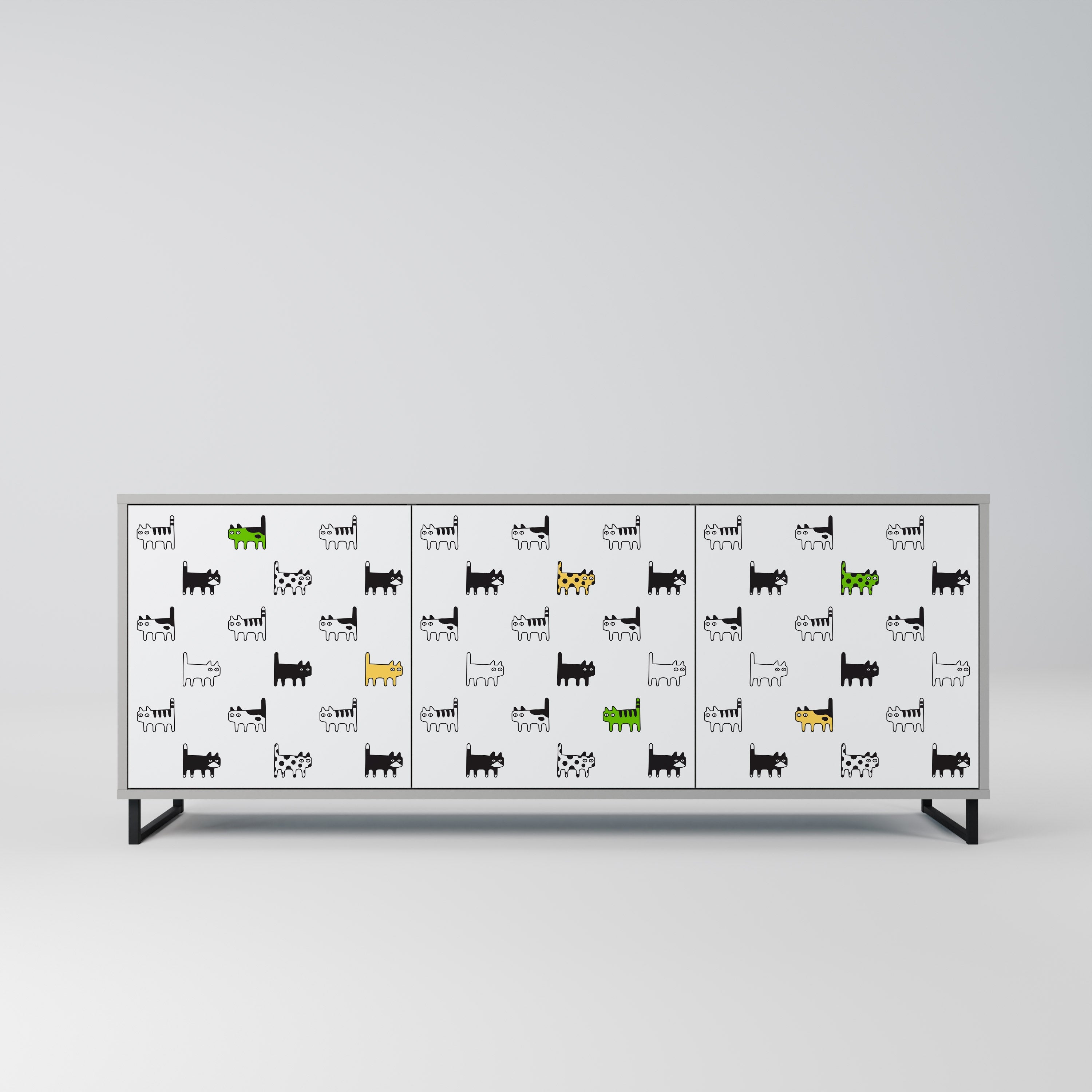 Buffet 3 portes CATS COMPILATION en finition grise