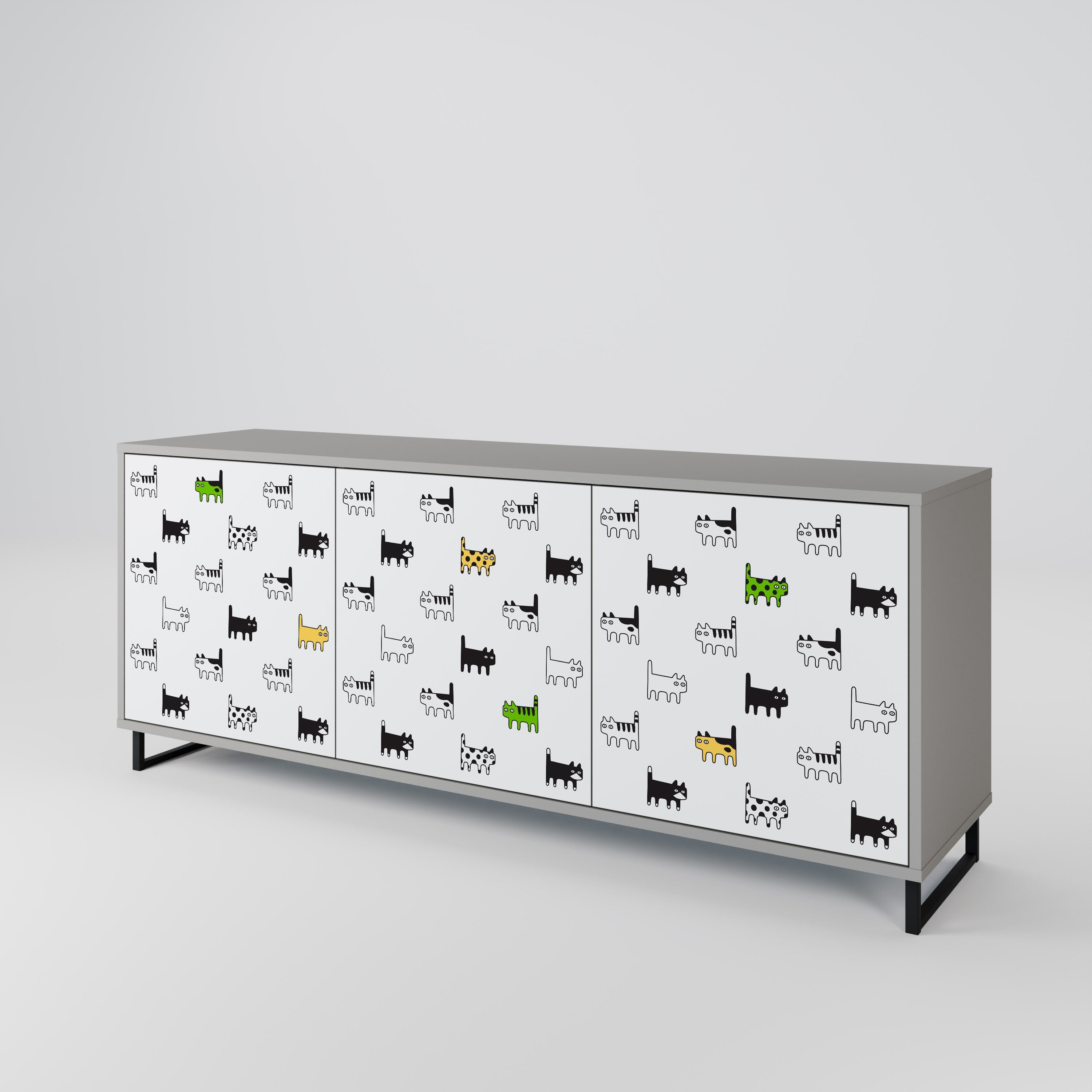 Buffet 3 portes CATS COMPILATION en finition grise