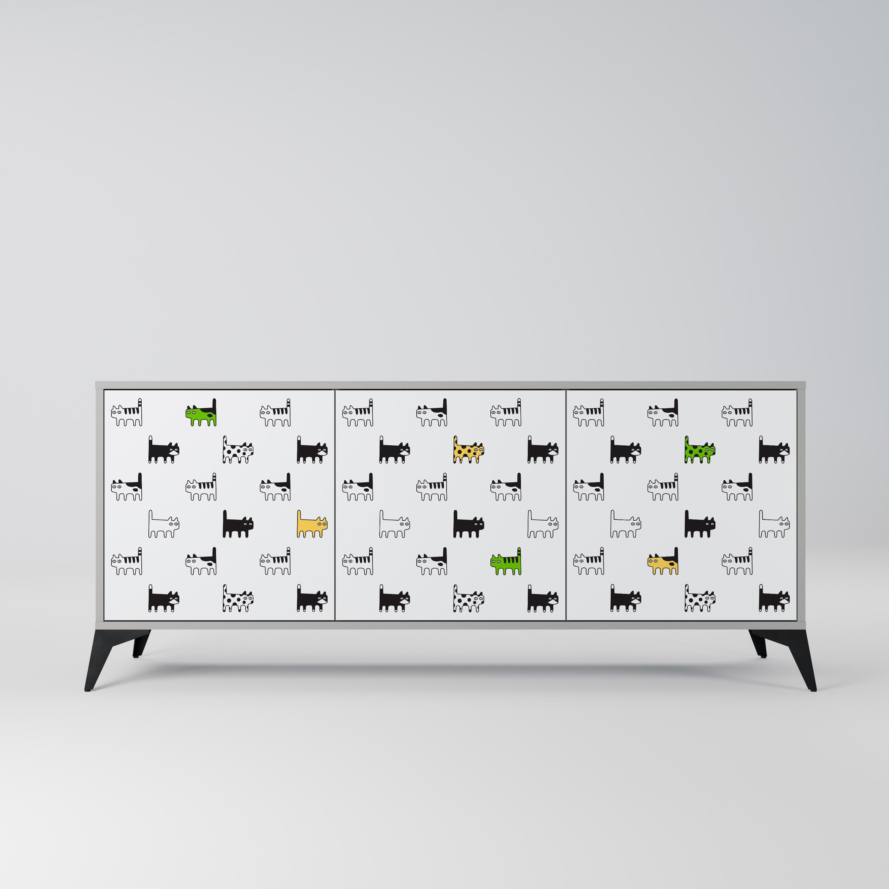 Buffet 3 portes CATS COMPILATION en finition grise