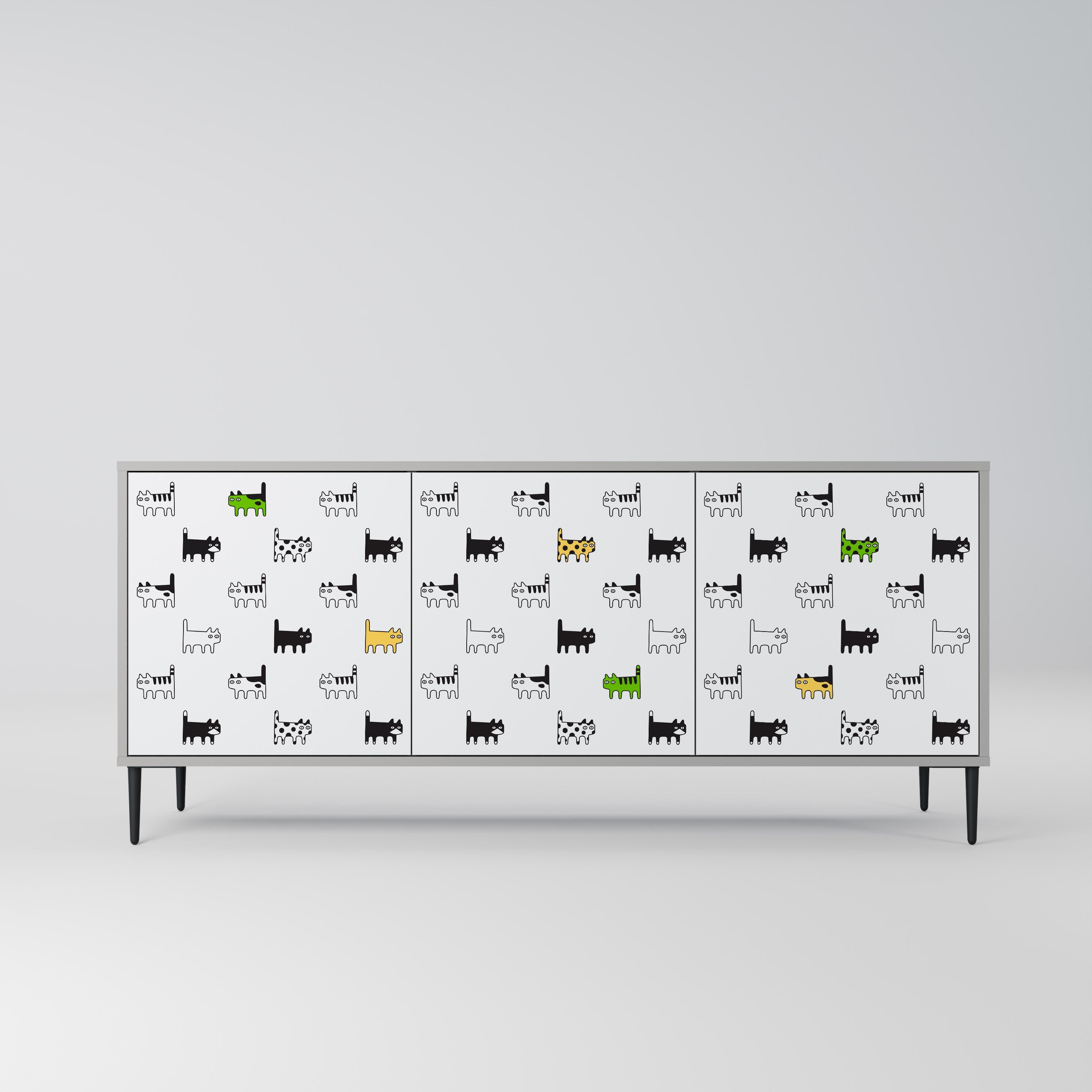 Buffet 3 portes CATS COMPILATION en finition grise