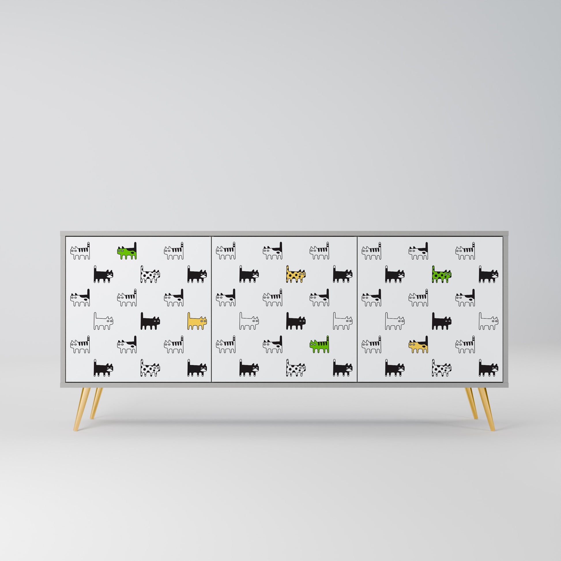 CATS COMPILATION 3-Door Sideboard in Grey Finish