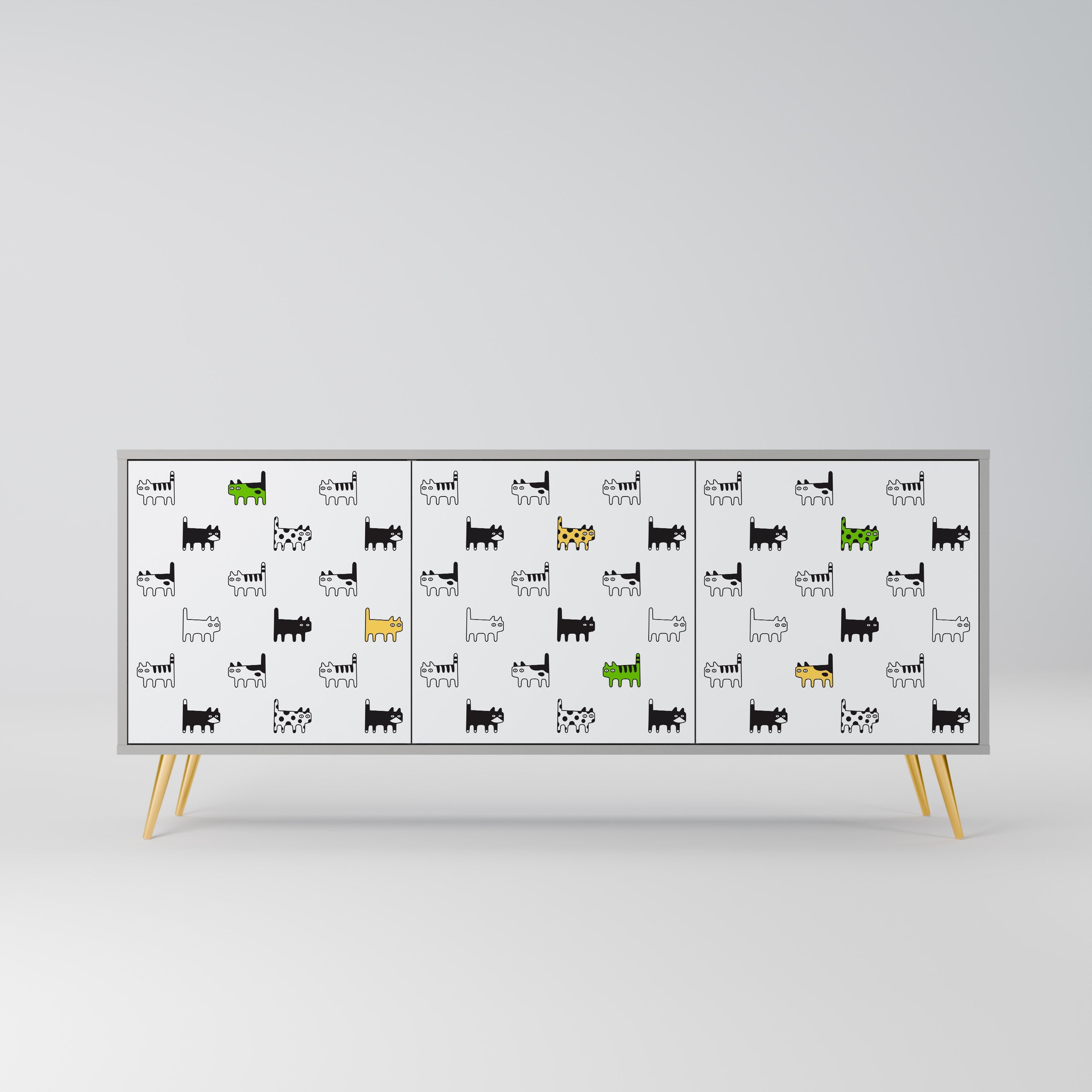 Buffet 3 portes CATS COMPILATION en finition grise