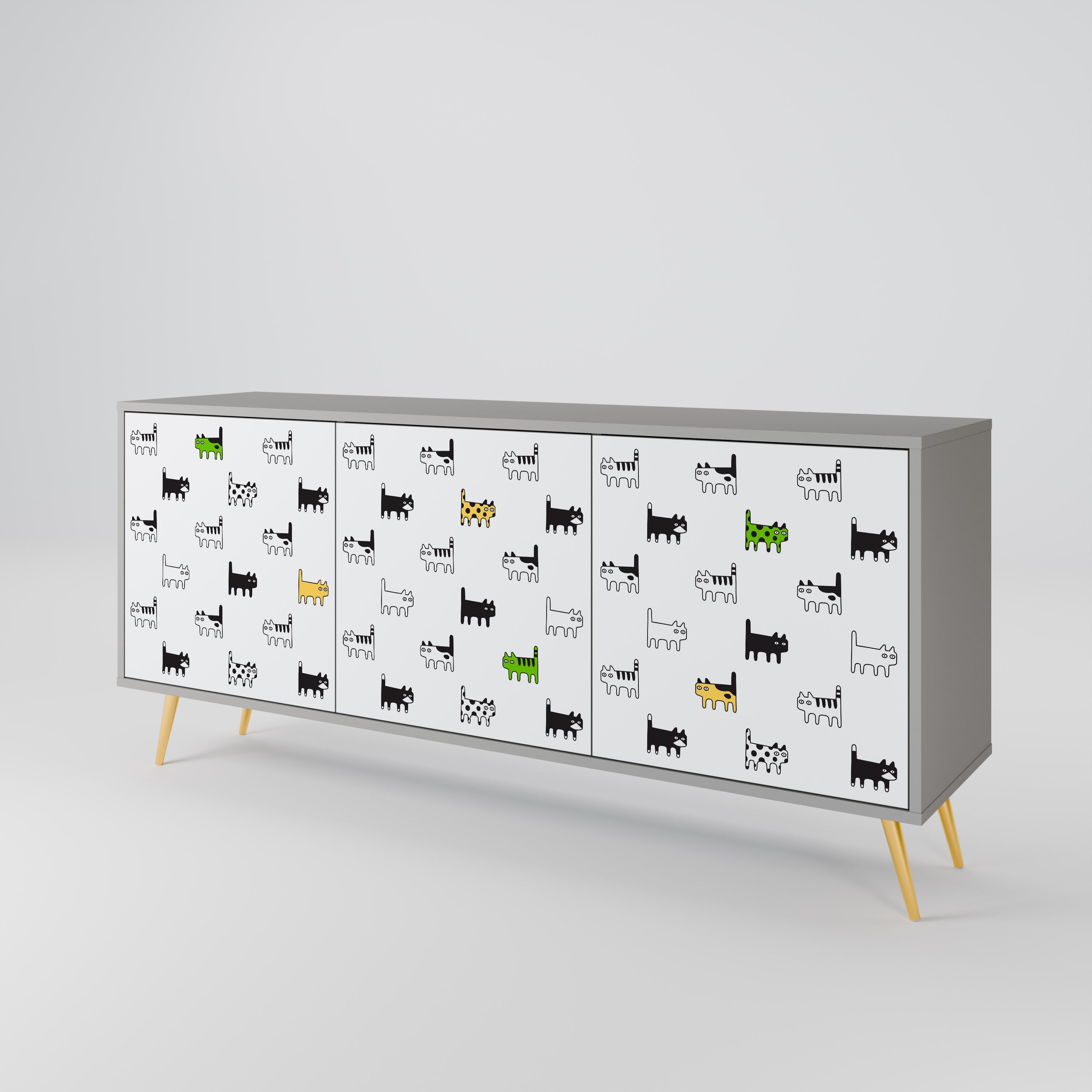 Buffet 3 portes CATS COMPILATION en finition grise