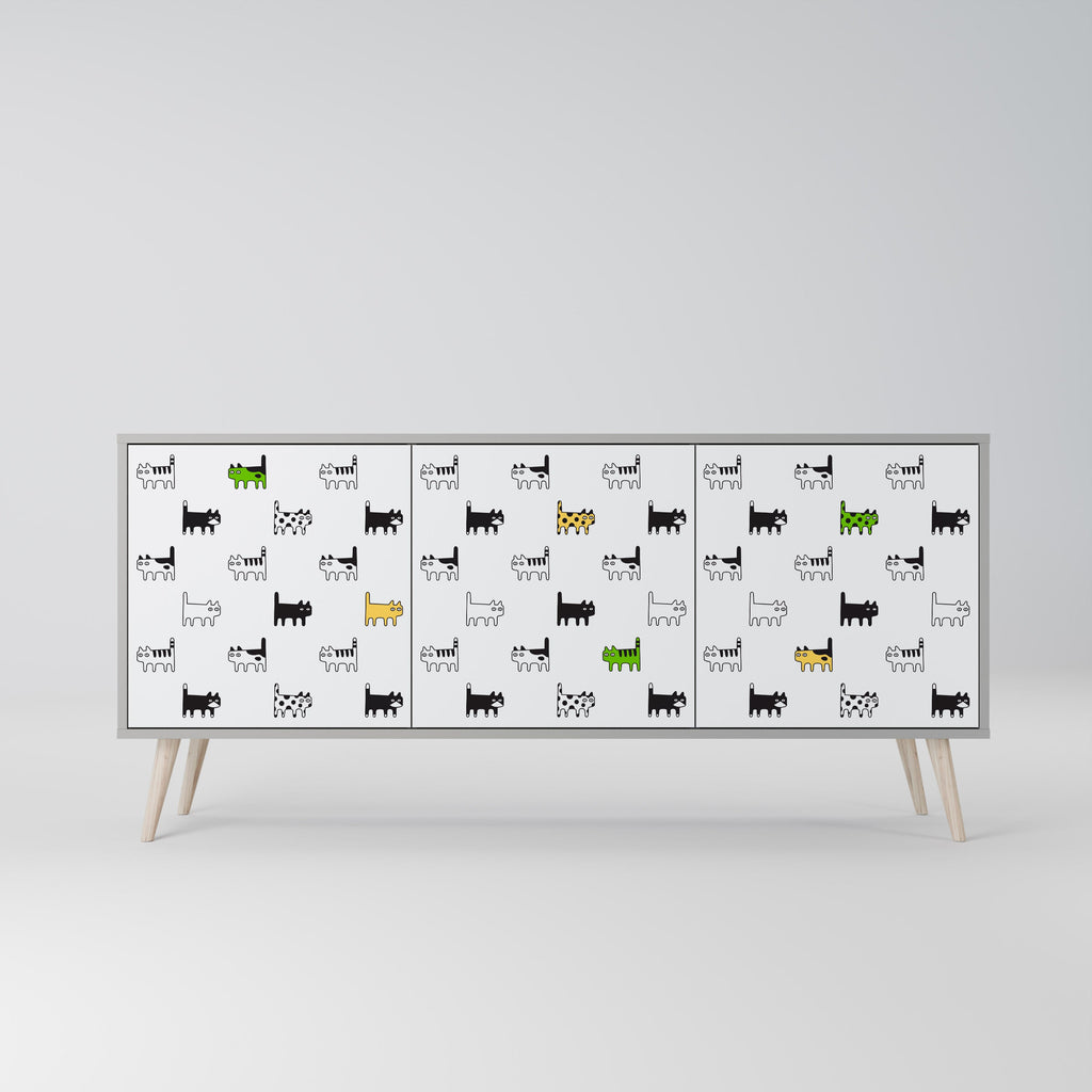 CATS COMPILATION 3-Door Sideboard in Grey Finish