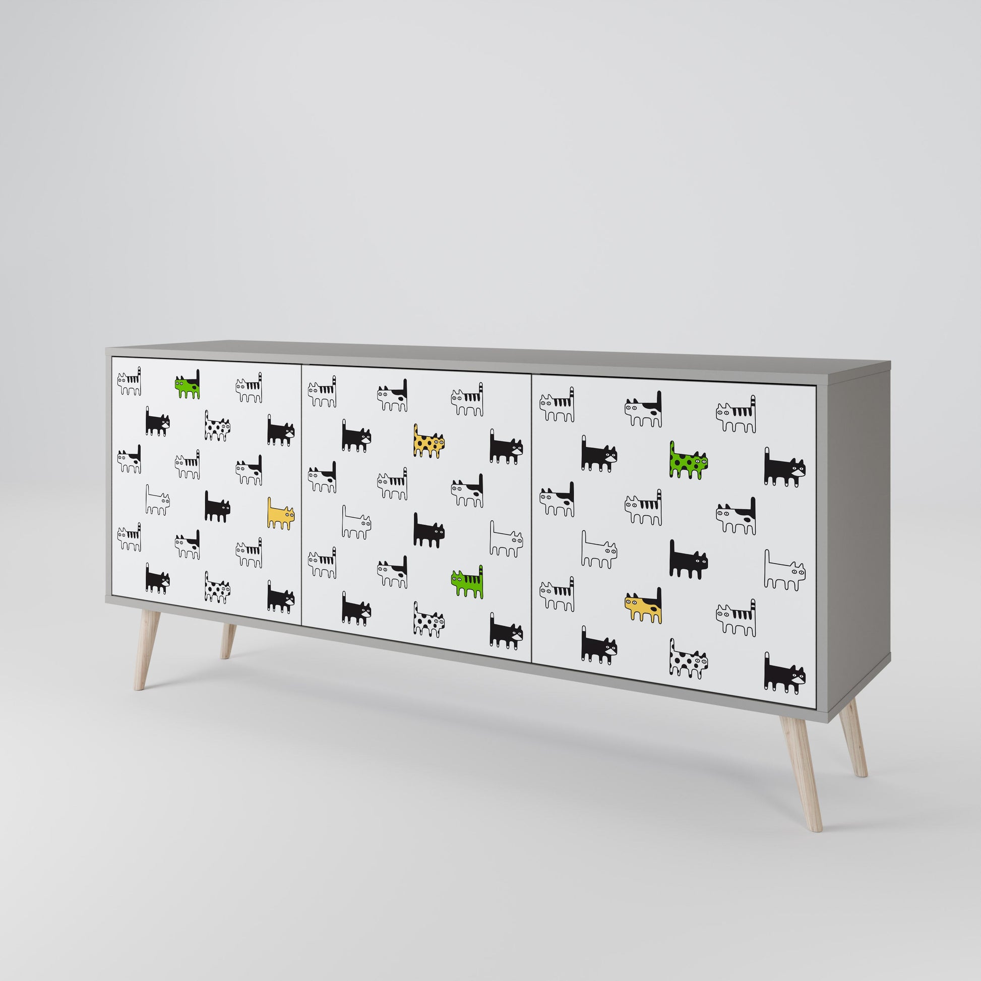 CATS COMPILATION 3-Door Sideboard in Grey Finish