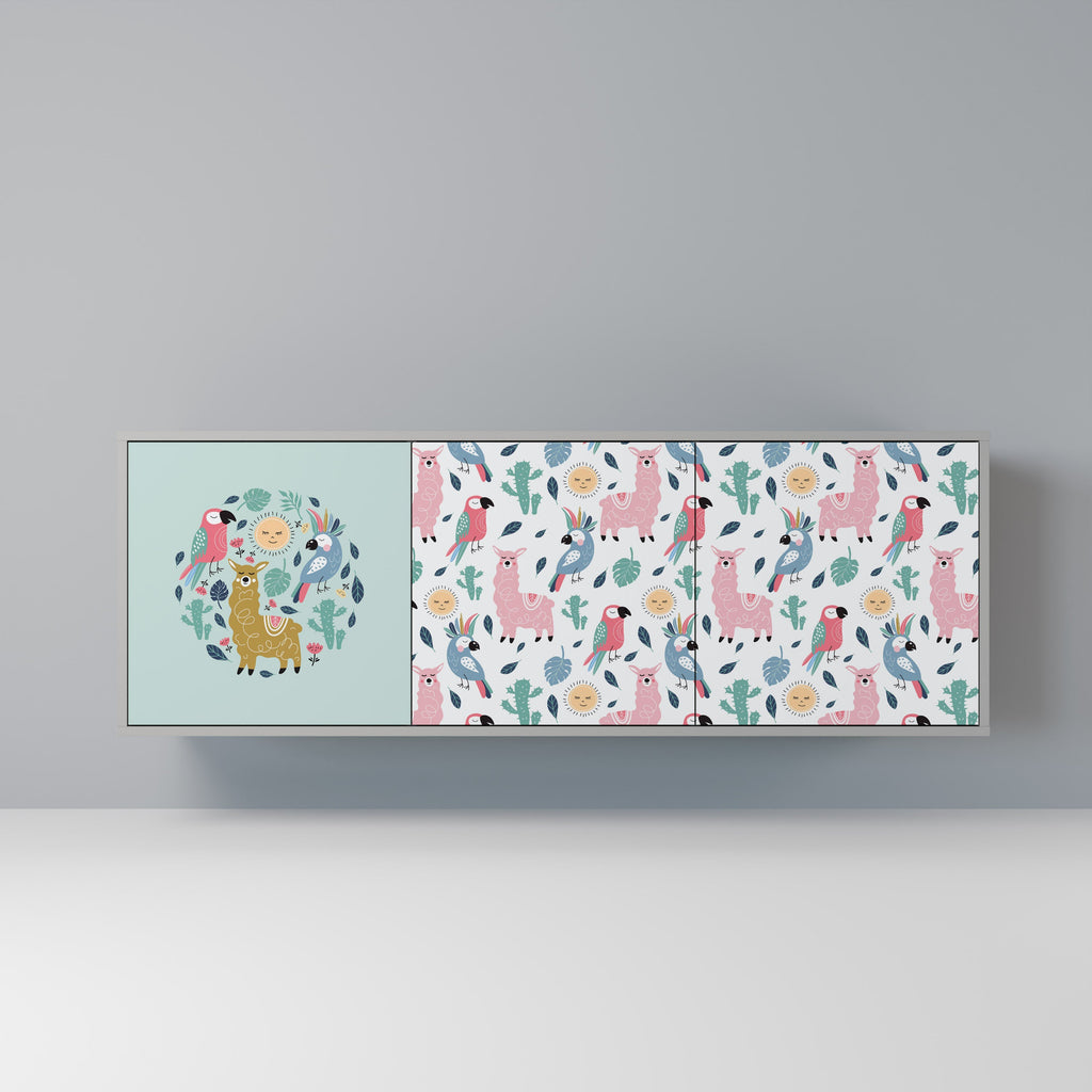 Buffet 3 portes ALPACAS COLORÉS en finition grise