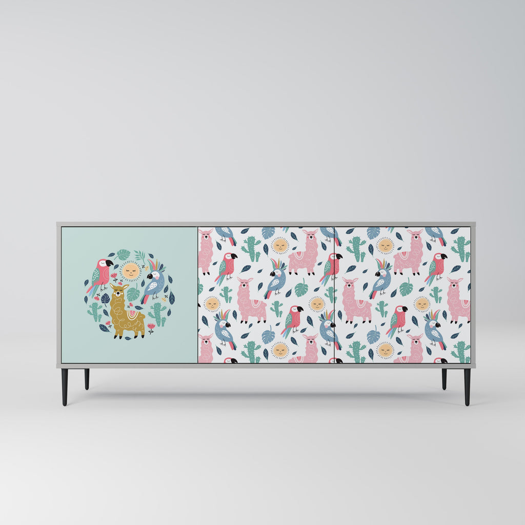 Buffet 3 portes ALPACAS COLORÉS en finition grise