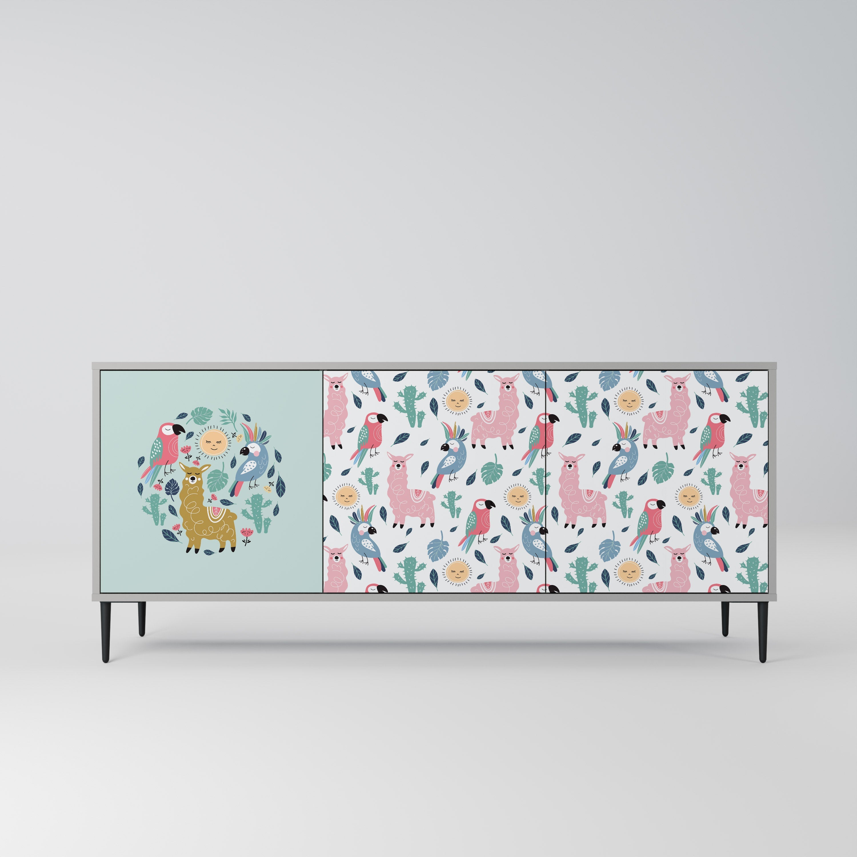 Buffet 3 portes ALPACAS COLORÉS en finition grise