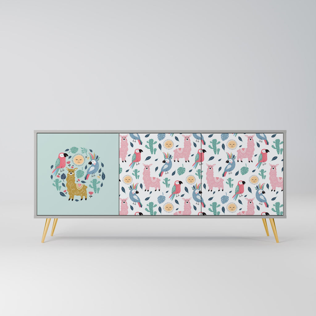 Buffet 3 portes ALPACAS COLORÉS en finition grise