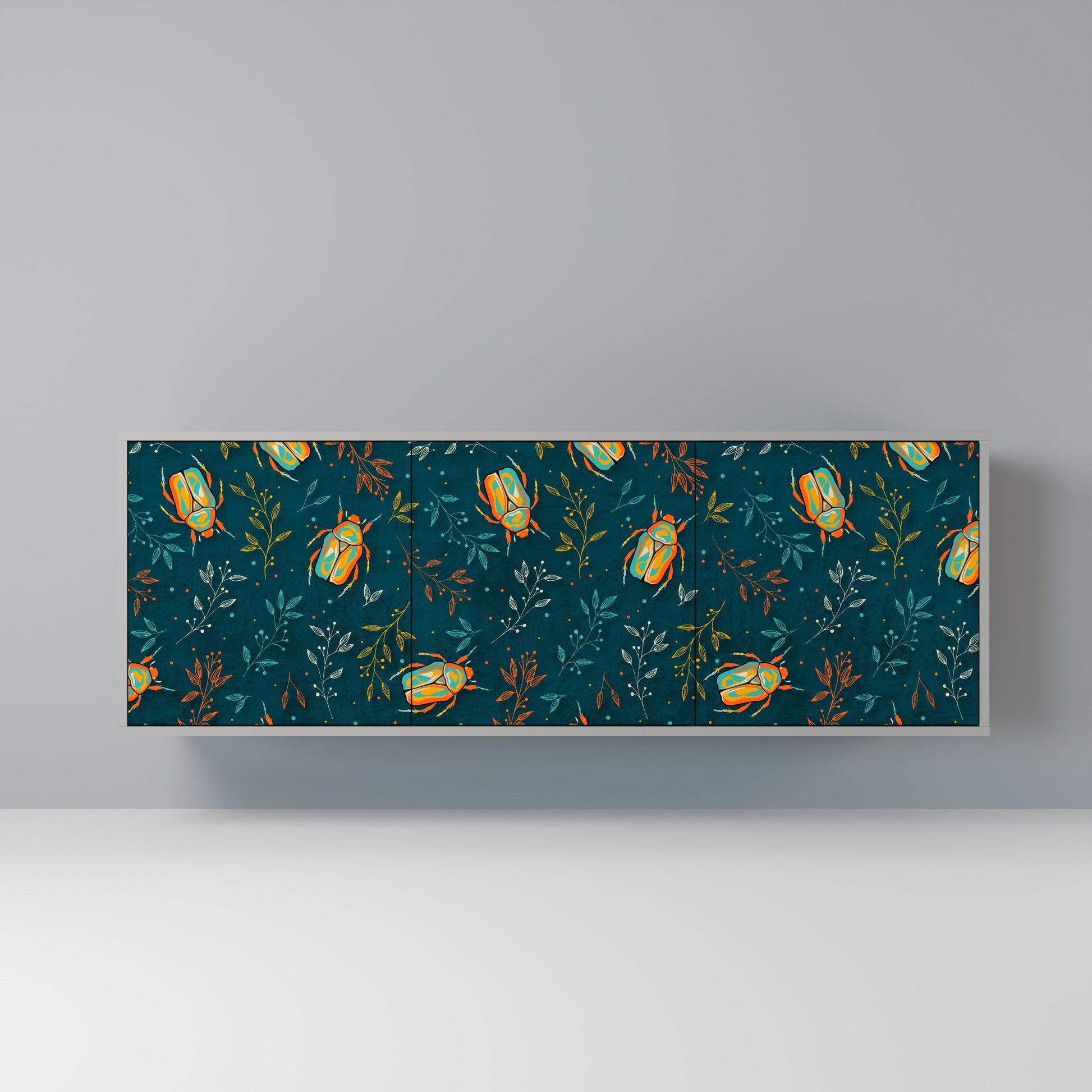 AUTUMN INSECTS 3-Door Sideboard in Grey Finish
