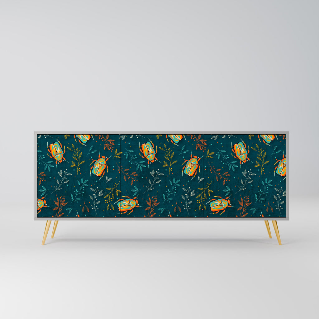 AUTUMN INSECTS 3-Door Sideboard in Grey Finish