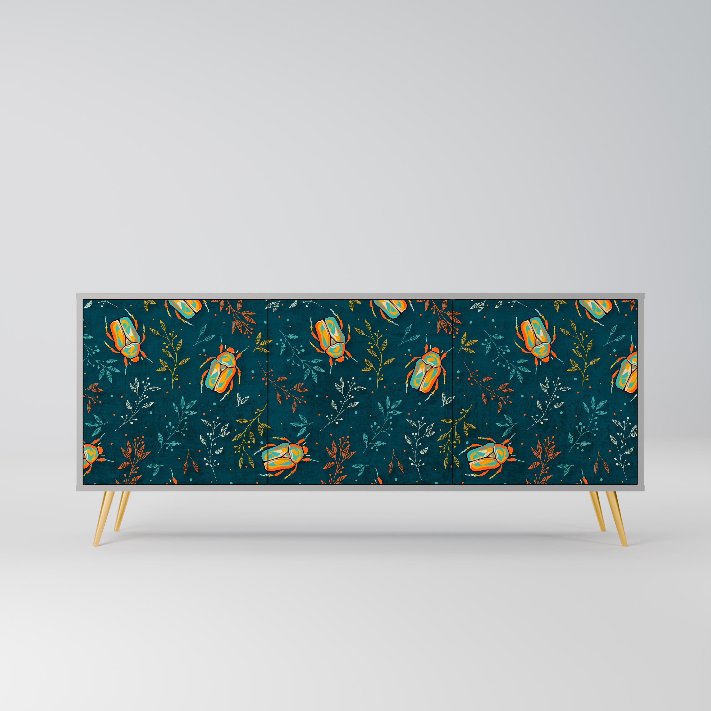 Buffet 3 portes INSECTES D'AUTOMNE en finition grise