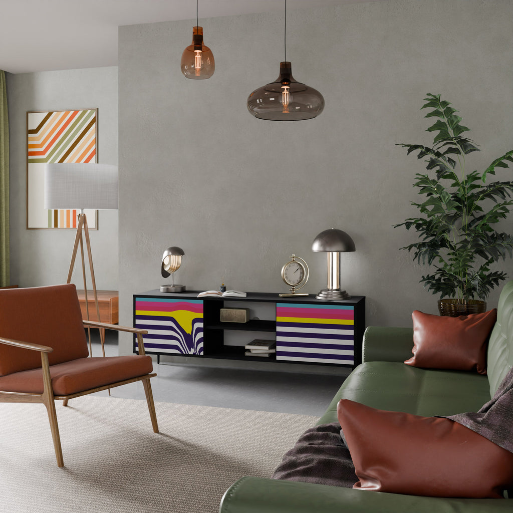 Meuble TV 2 portes COLORFUL DIVERSION en finition noire