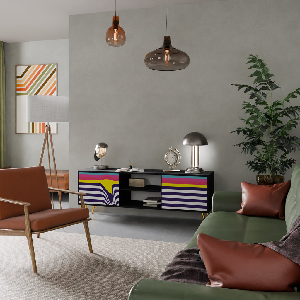 Meuble TV 2 portes COLORFUL DIVERSION en finition noire