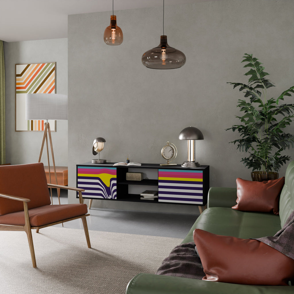 Meuble TV 2 portes COLORFUL DIVERSION en finition noire