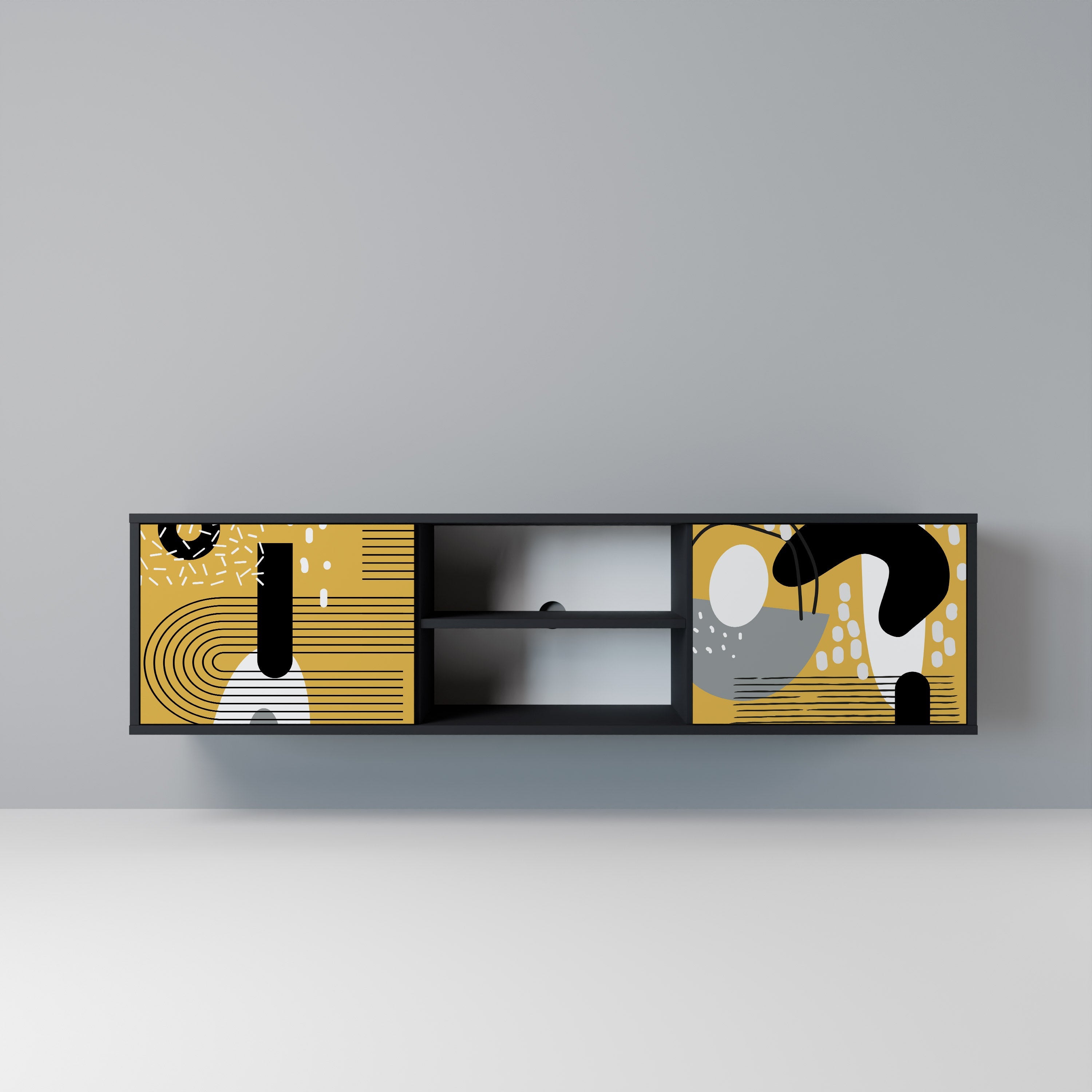 Meuble TV 2 portes SHAPESHIFT SYMPHONY finition noire