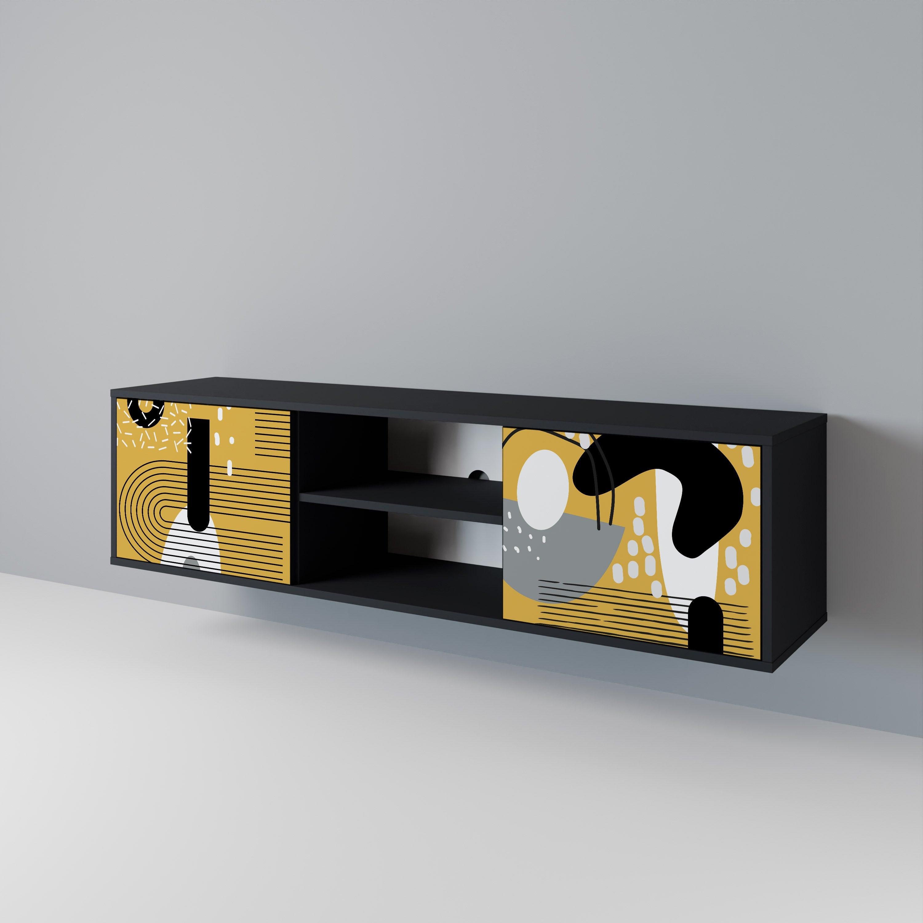 Meuble TV 2 portes SHAPESHIFT SYMPHONY finition noire