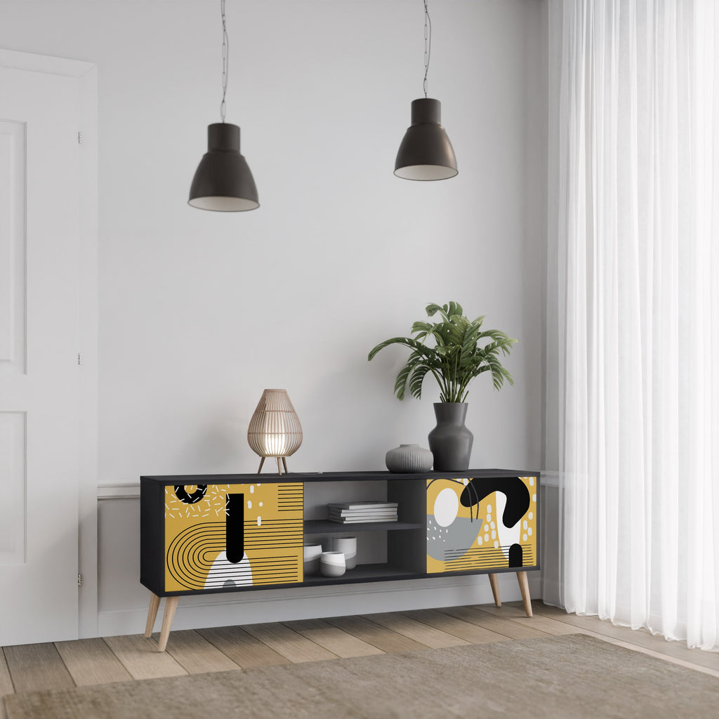 Meuble TV 2 portes SHAPESHIFT SYMPHONY finition noire