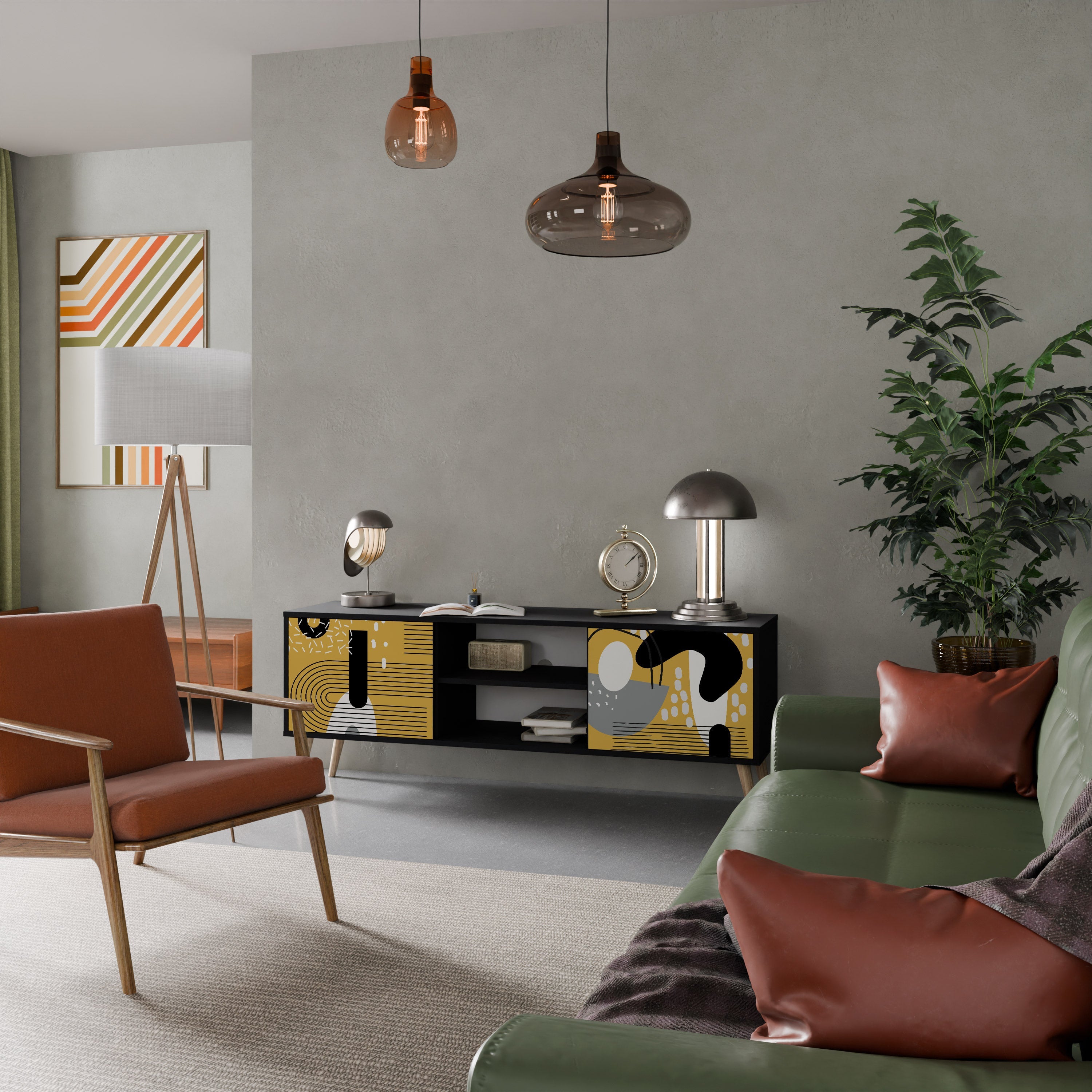 Meuble TV 2 portes SHAPESHIFT SYMPHONY finition noire