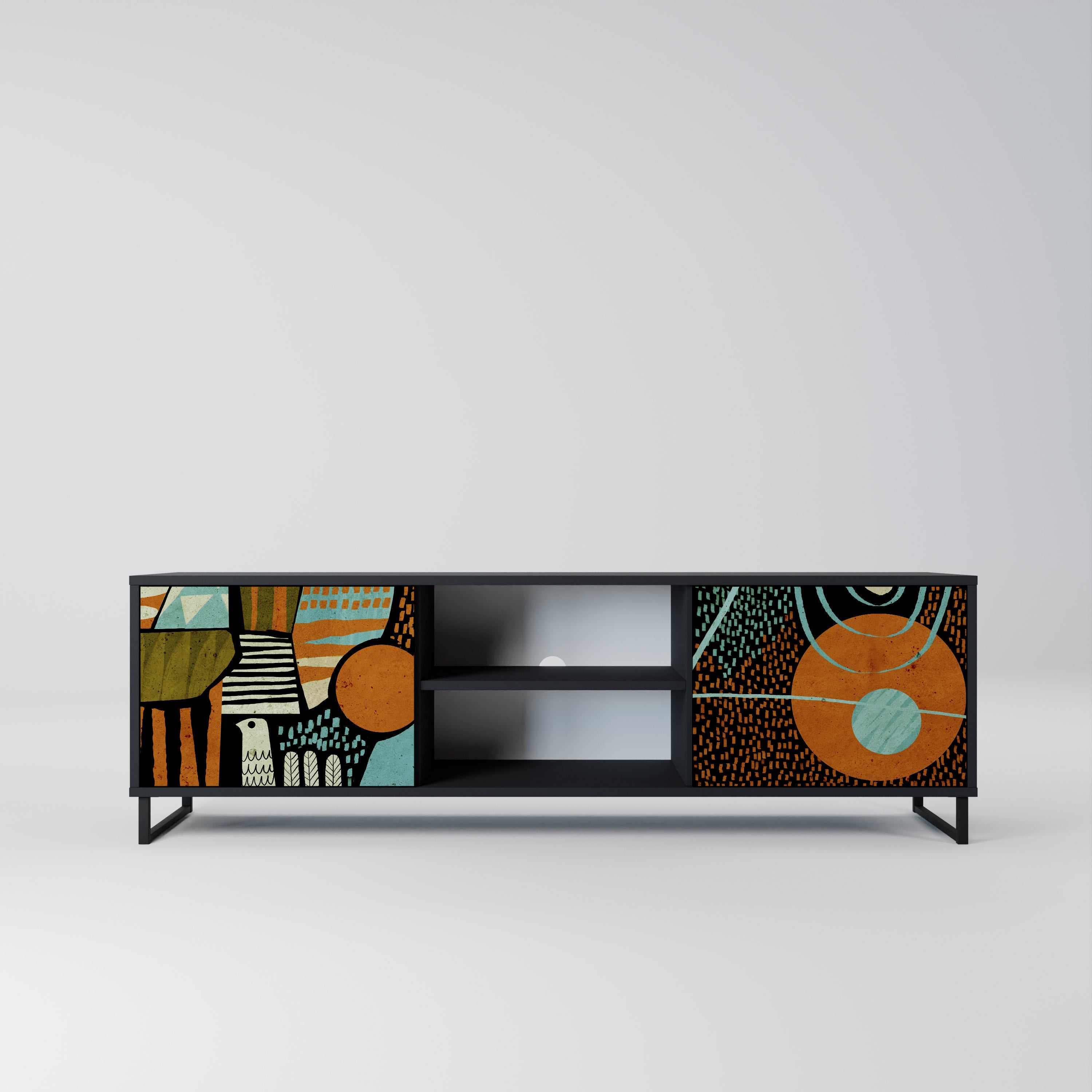 Meuble TV 2 portes GEODE GLIMMER finition noire