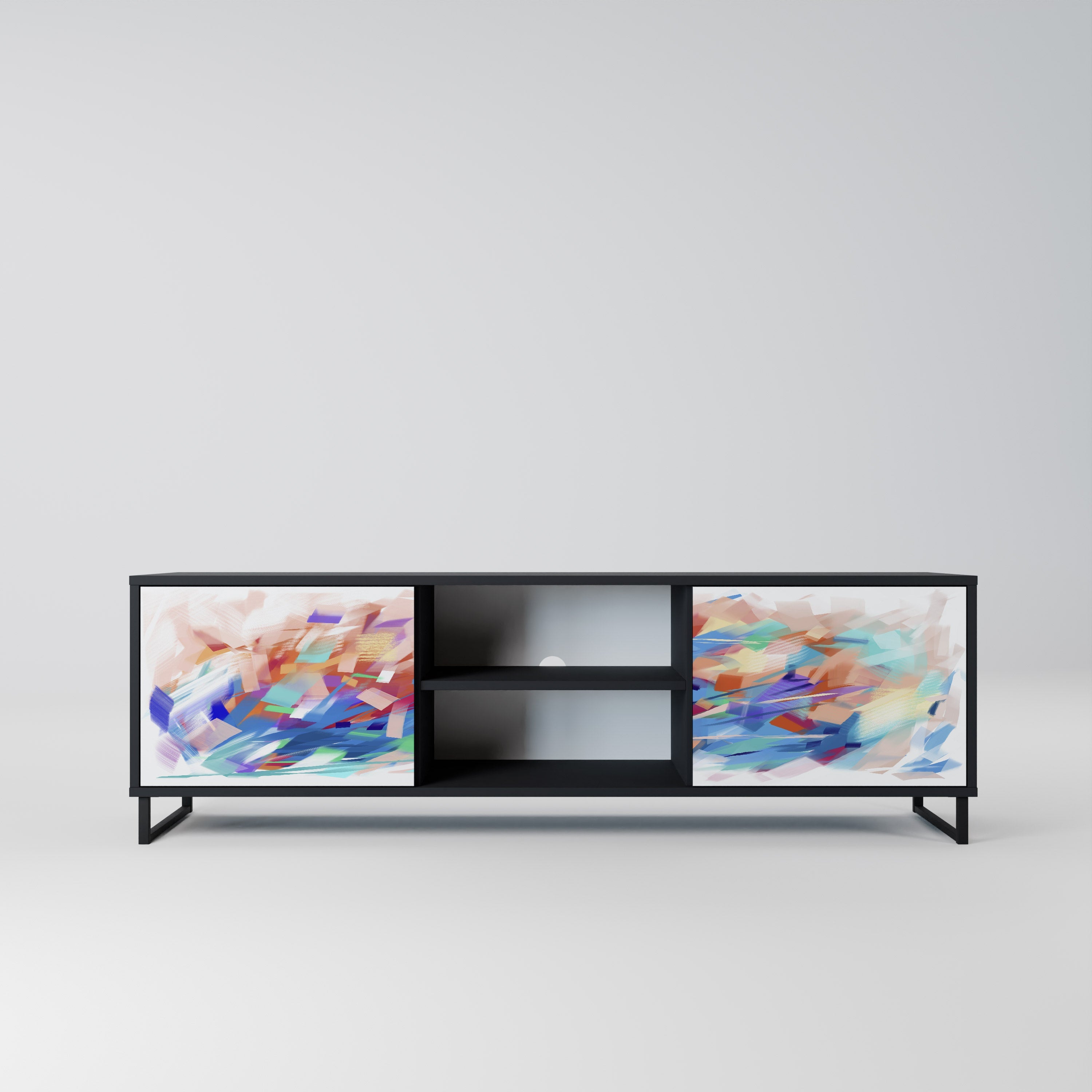 Meuble TV 2 portes FINESSE MASH-UP finition noire