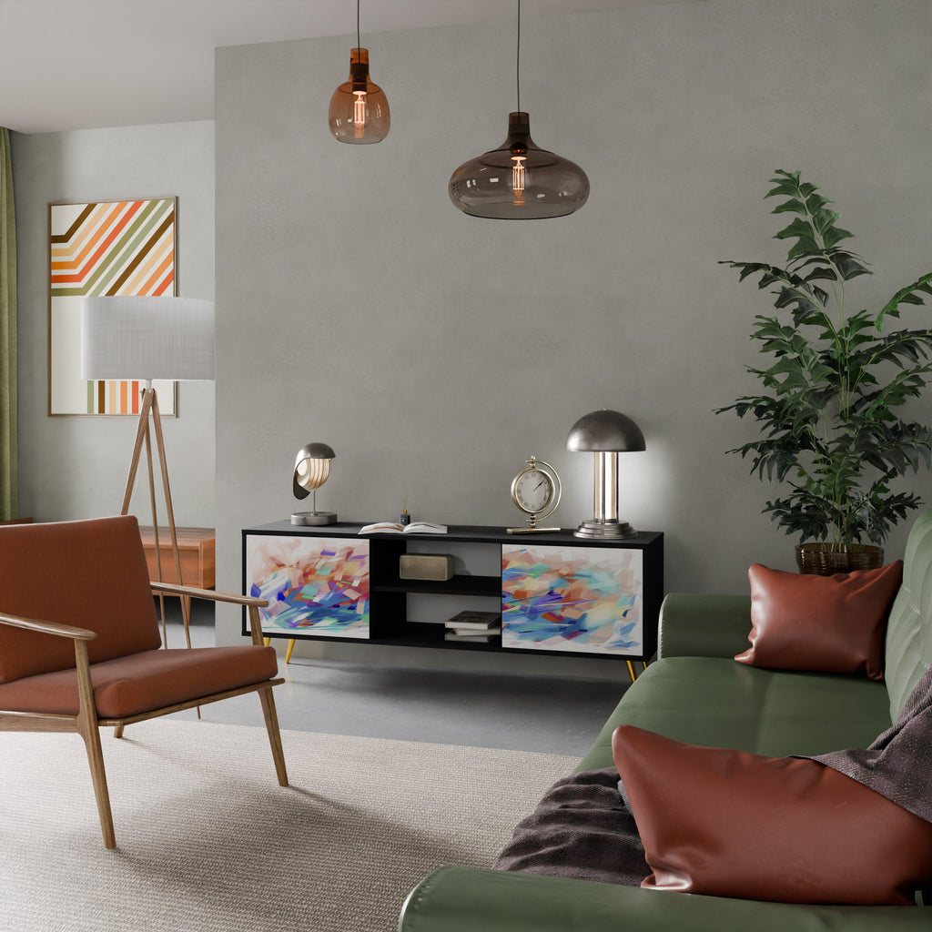 Meuble TV 2 portes FINESSE MASH-UP finition noire