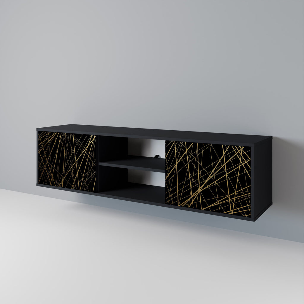 Meuble TV 2 portes BRIGHT MESH finition noire