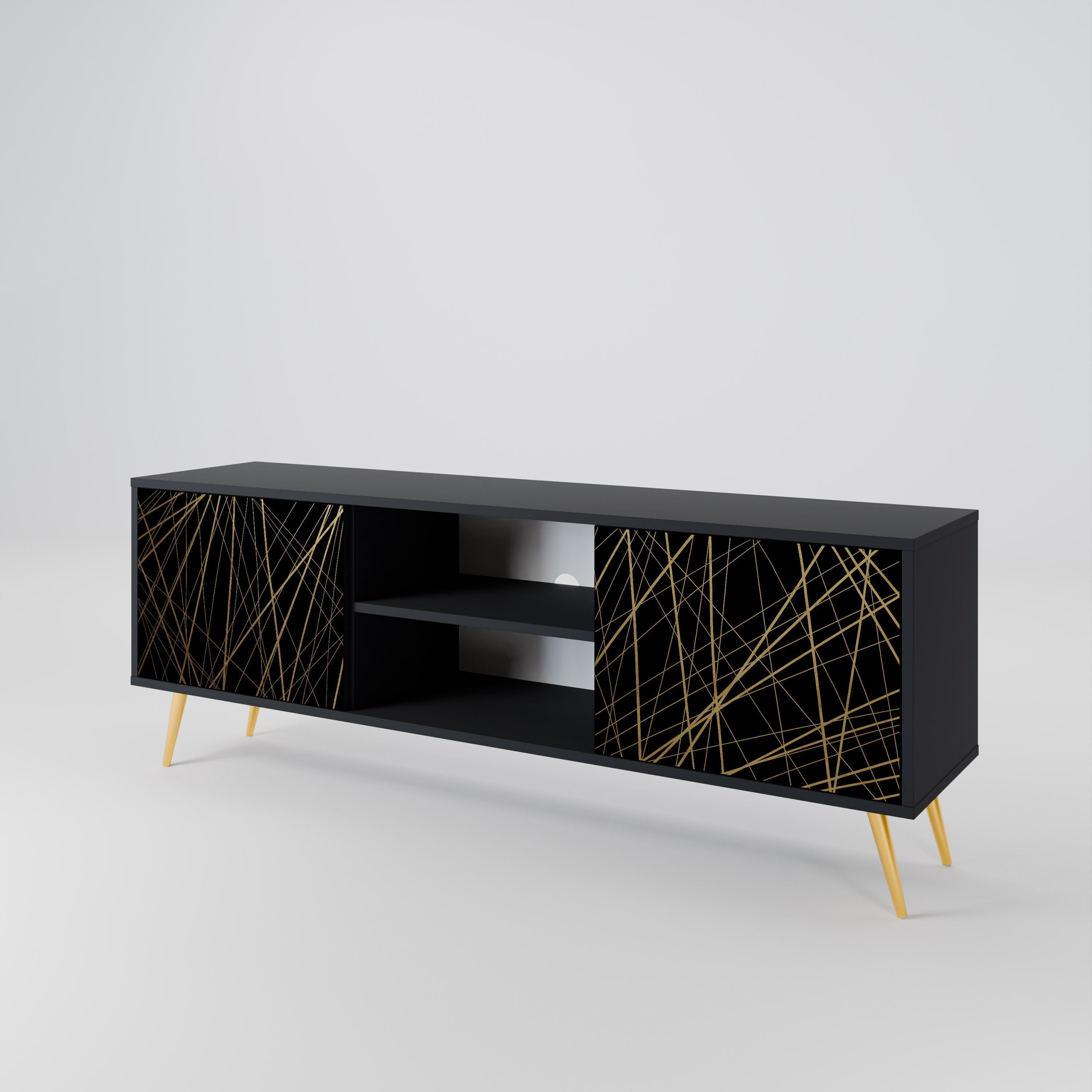 Meuble TV 2 portes BRIGHT MESH finition noire