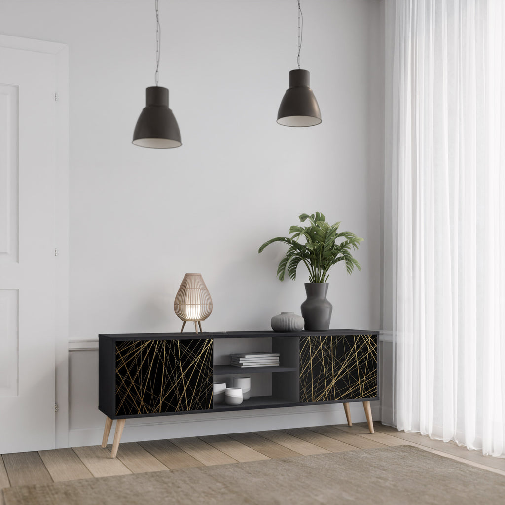 Meuble TV 2 portes BRIGHT MESH finition noire