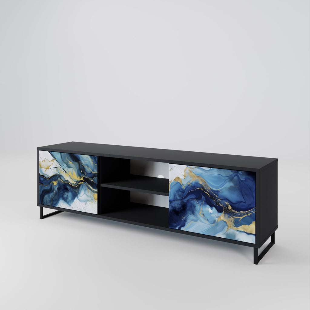 Meuble TV 2 portes INKY MARBLE finition noire