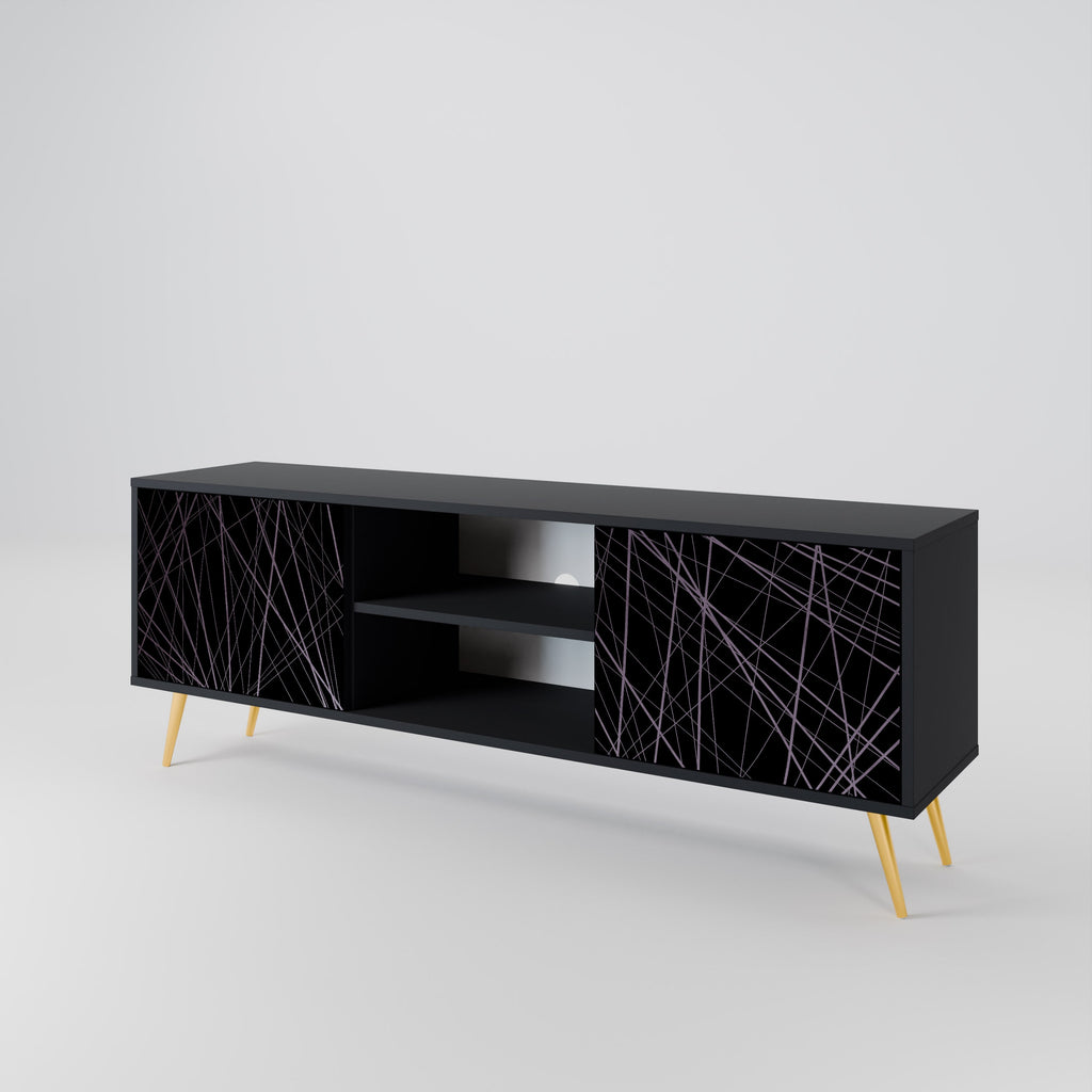 Meuble TV 2 portes SHIMMER SPIDERGRAM en finition noire