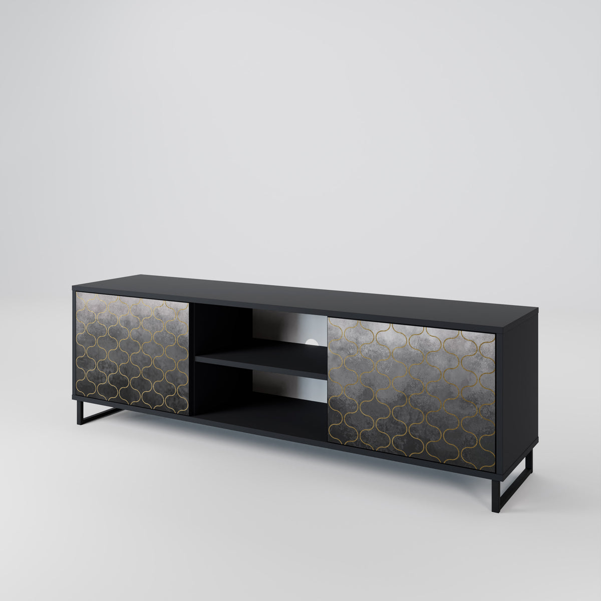 TESSELATED GRAYISH 2-Door TV Cabinet