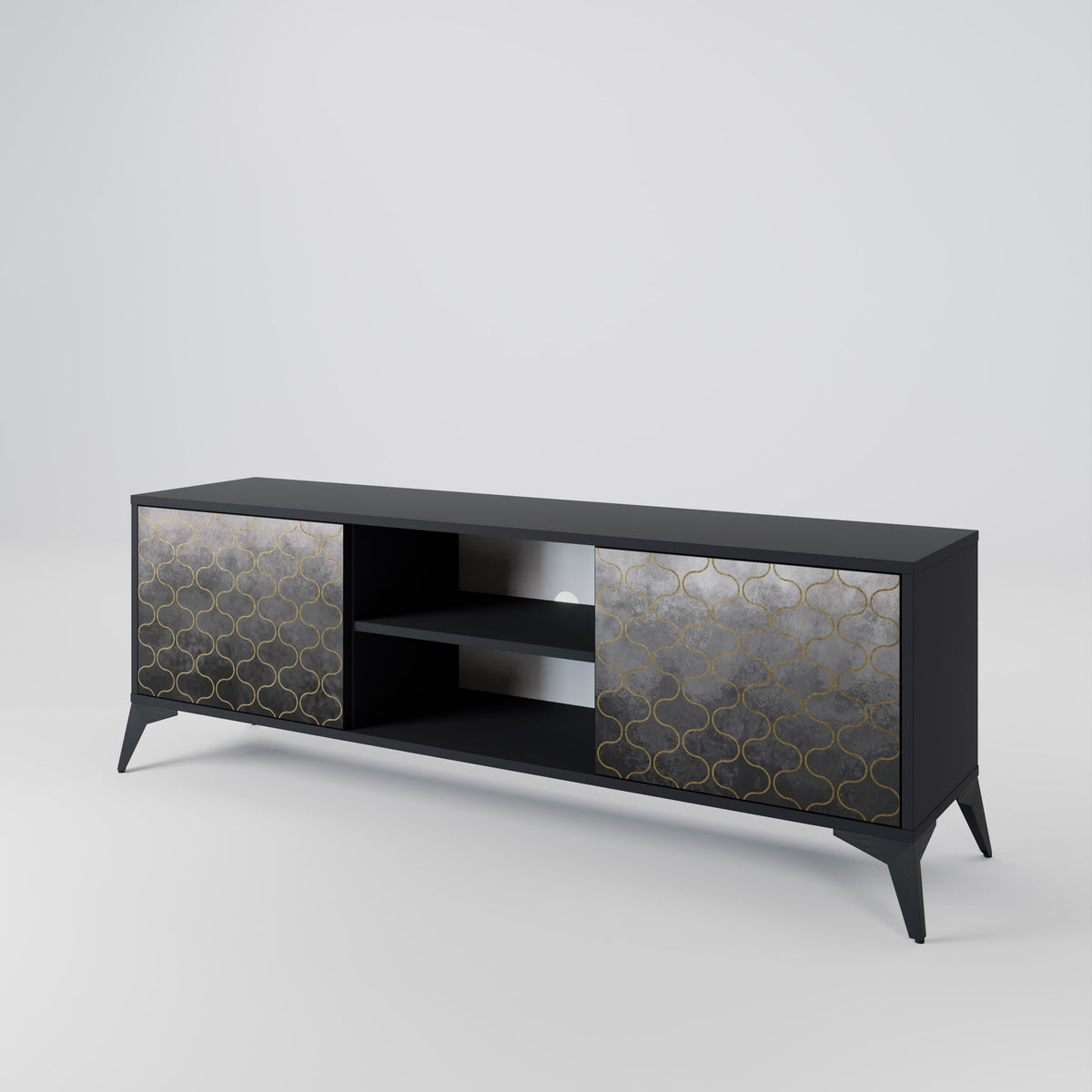 TESSELATED GRAYISH 2-Door TV Cabinet