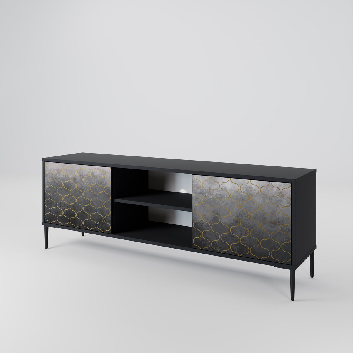 TESSELATED GRAYISH 2-Door TV Cabinet