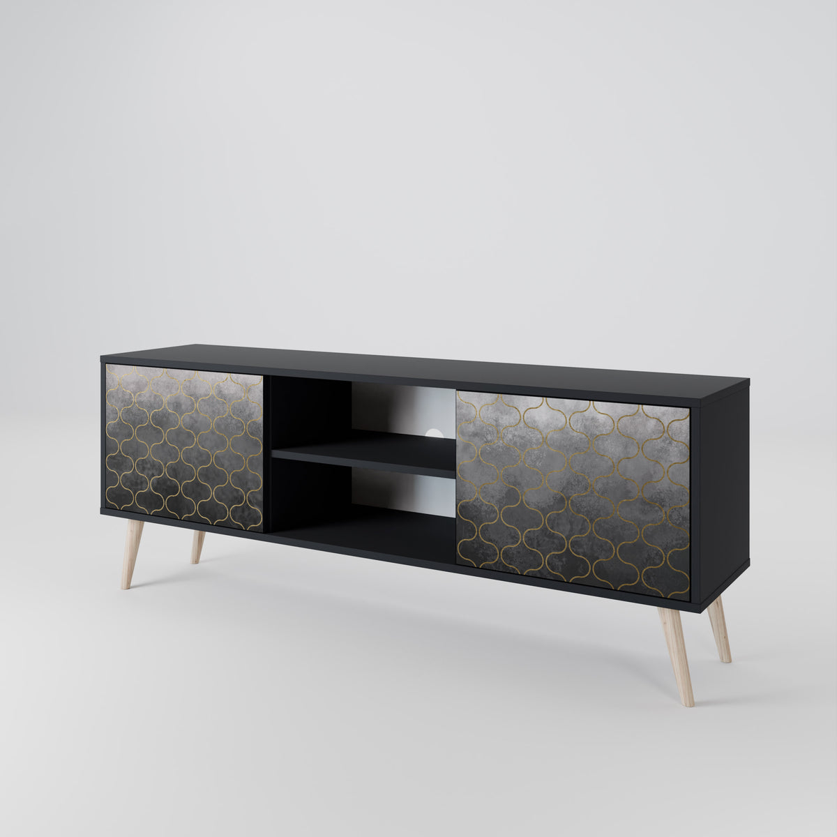 TESSELATED GRAYISH 2-Door TV Cabinet