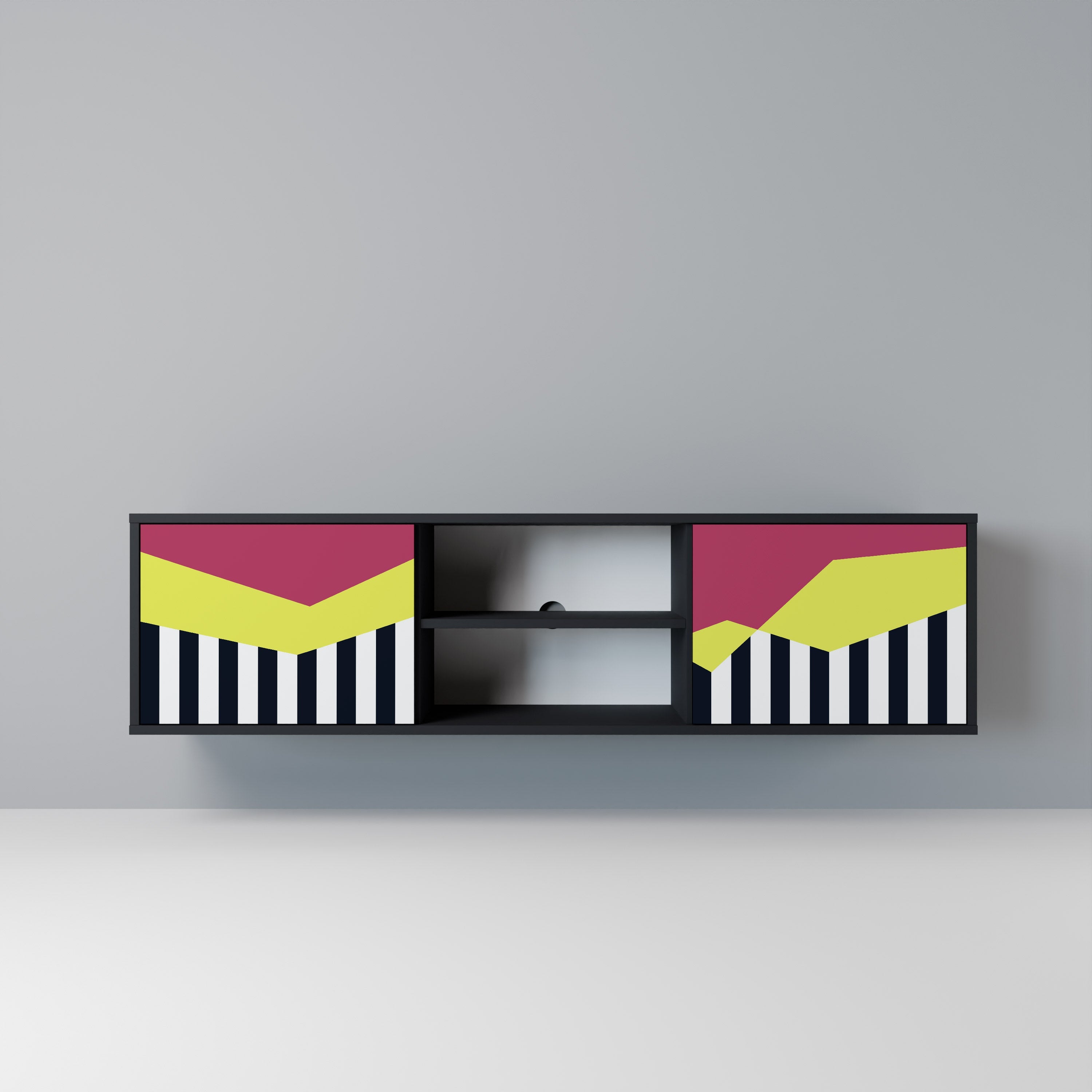 Meuble TV 2 portes PIANO FANTASY finition noire