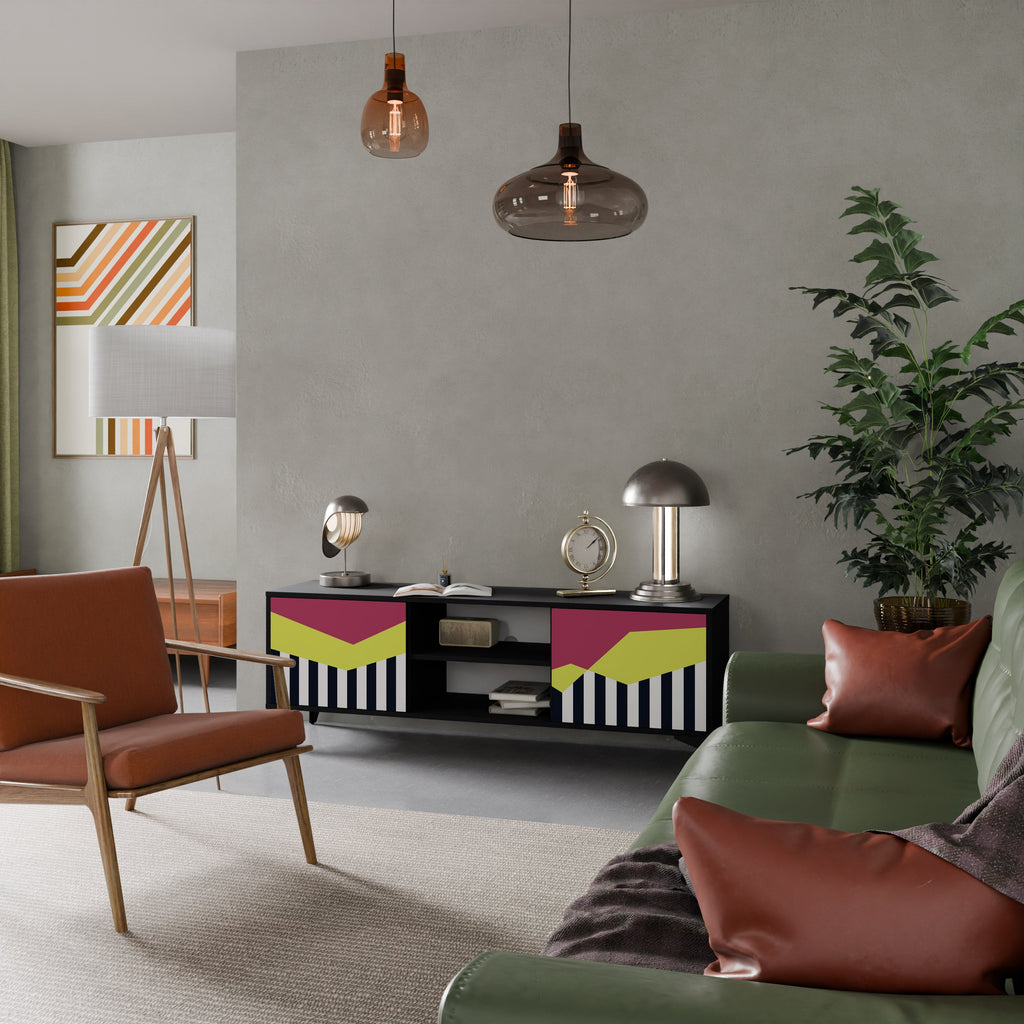 Meuble TV 2 portes PIANO FANTASY finition noire