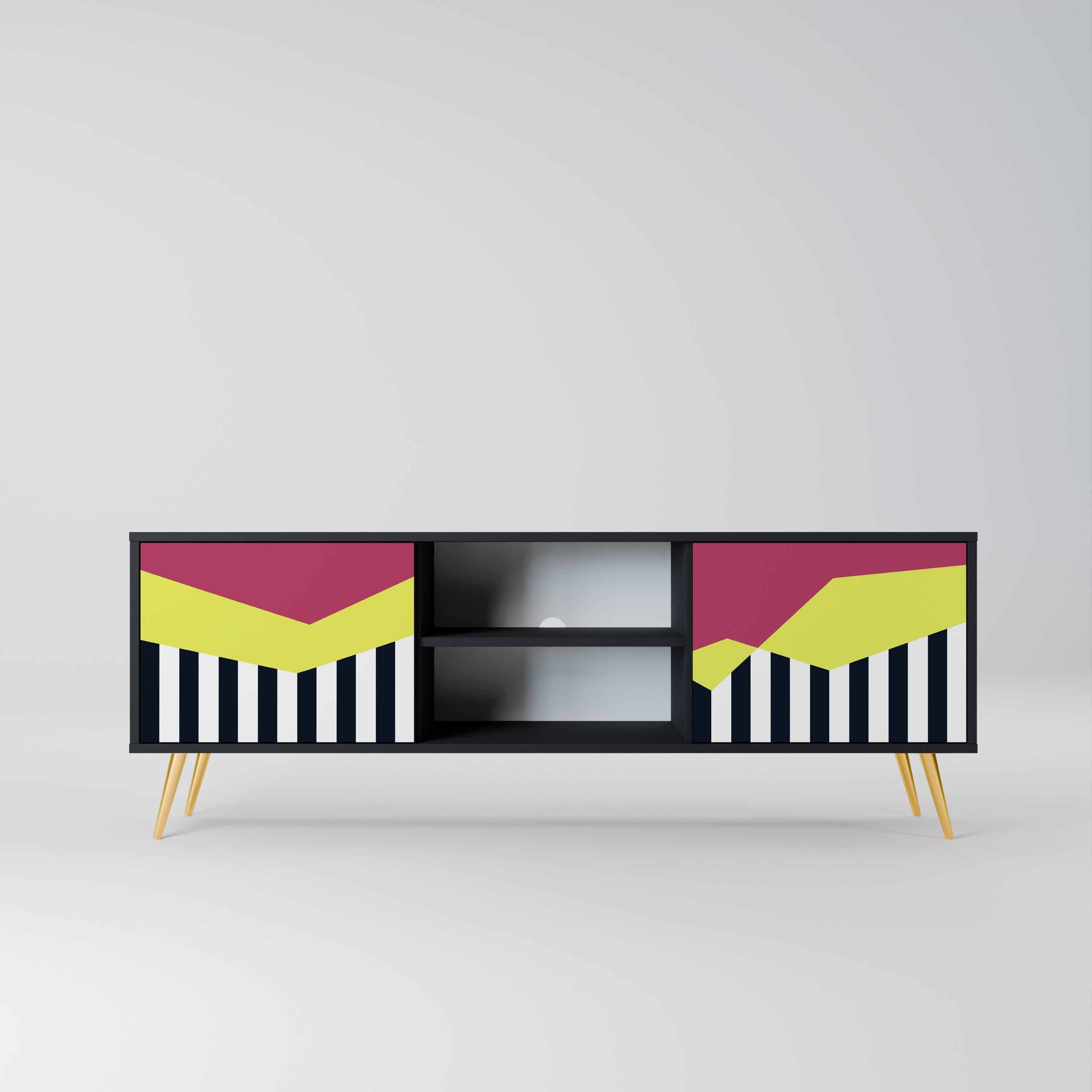 Meuble TV 2 portes PIANO FANTASY finition noire